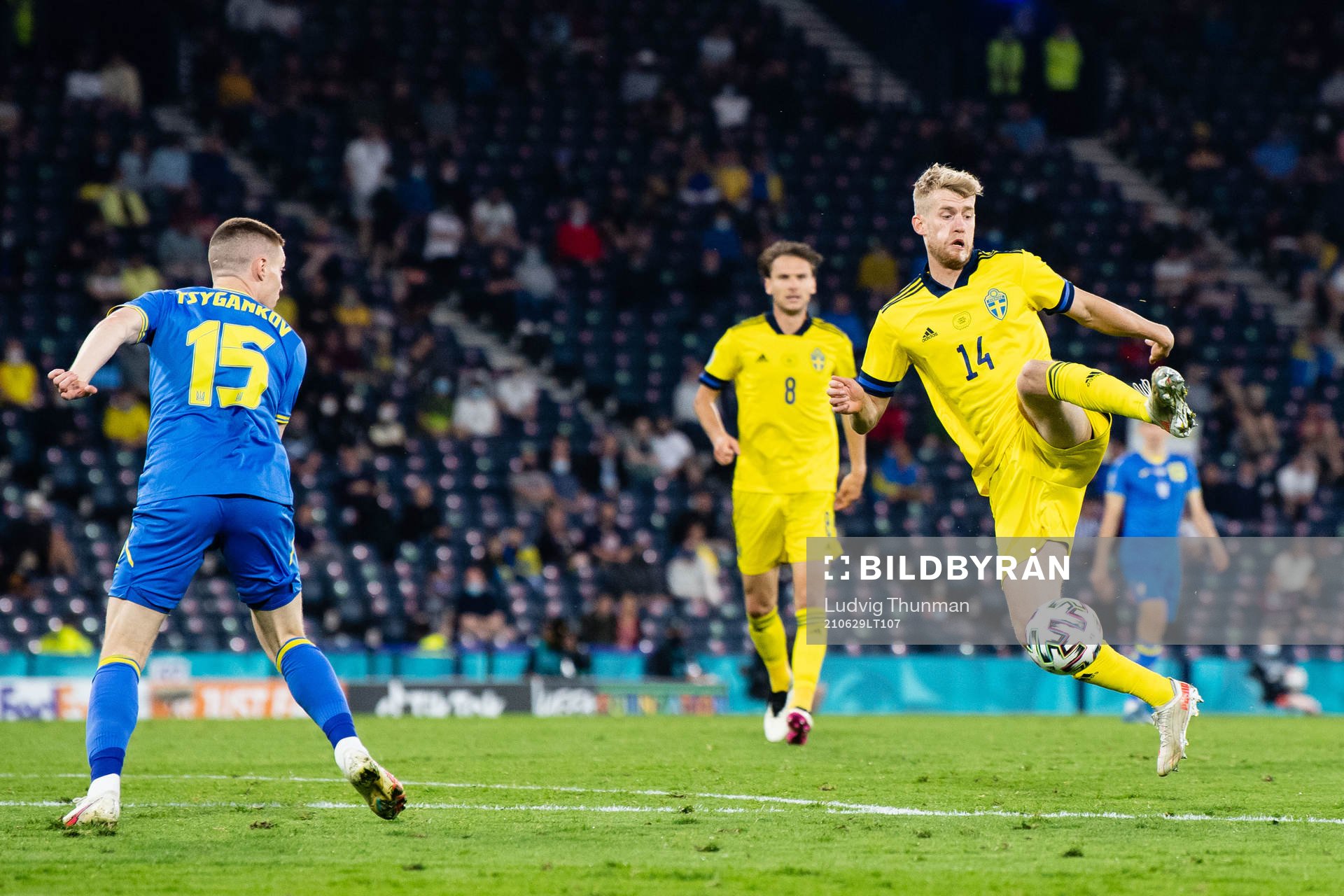 Filip Helander of Sweden falls