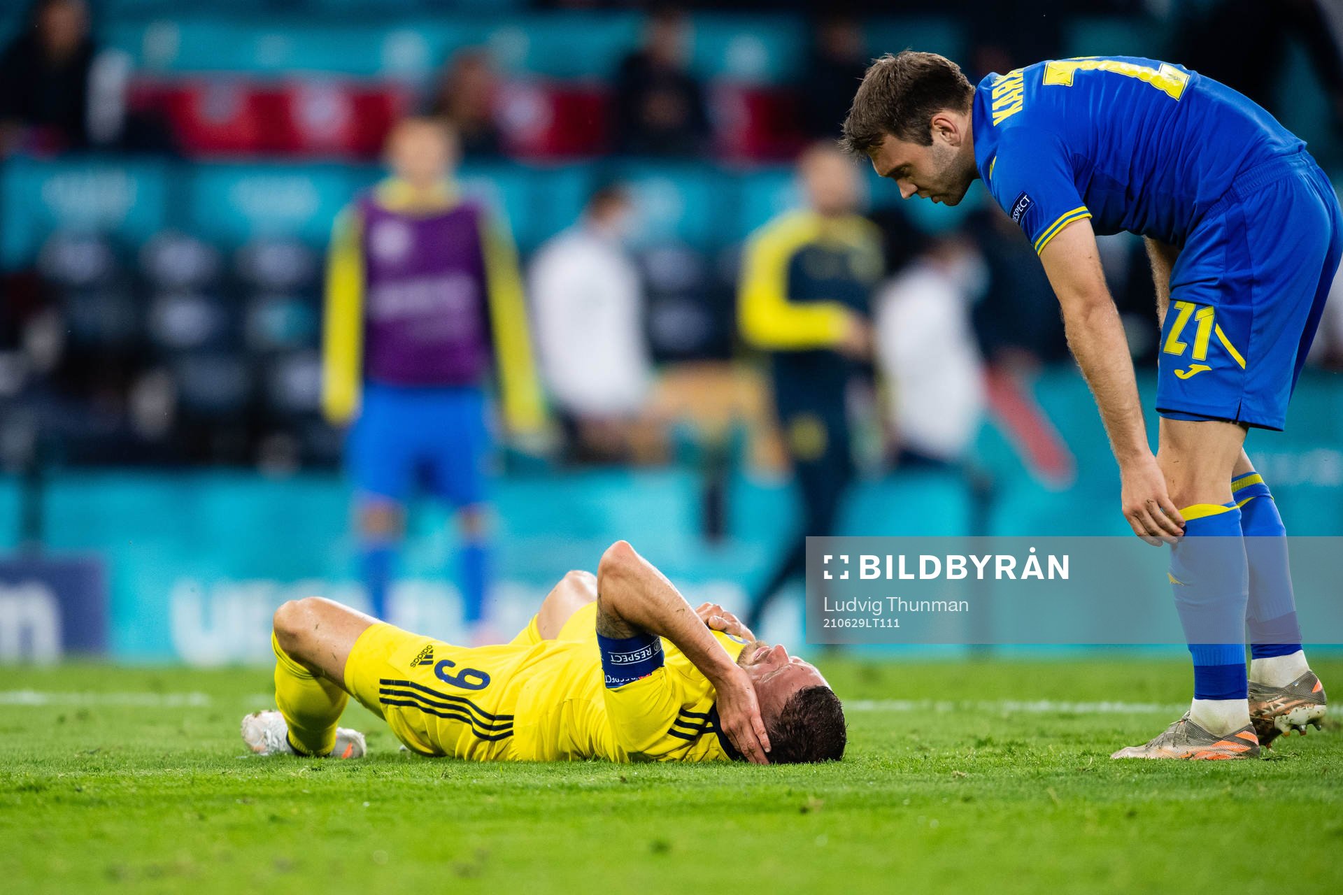 Marcus Berg of Sweden in pain