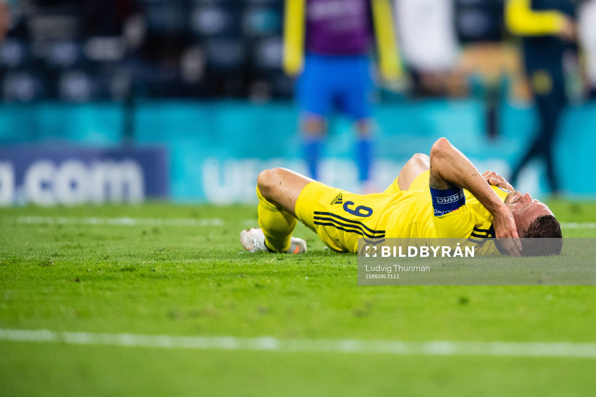 Marcus Berg of Sweden in pain