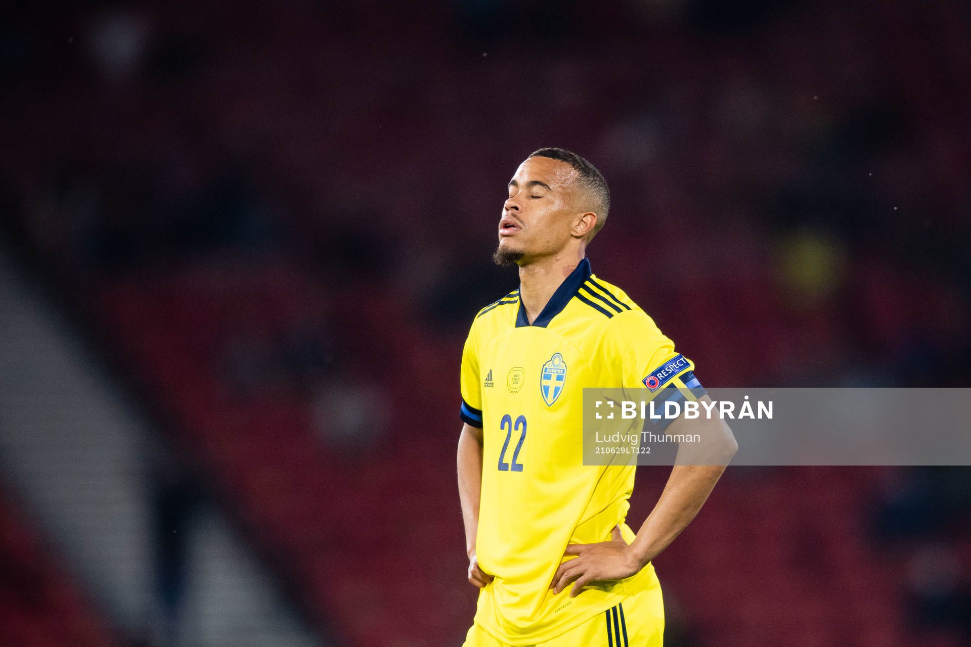 Robin Quaison of Sweden looks dejected