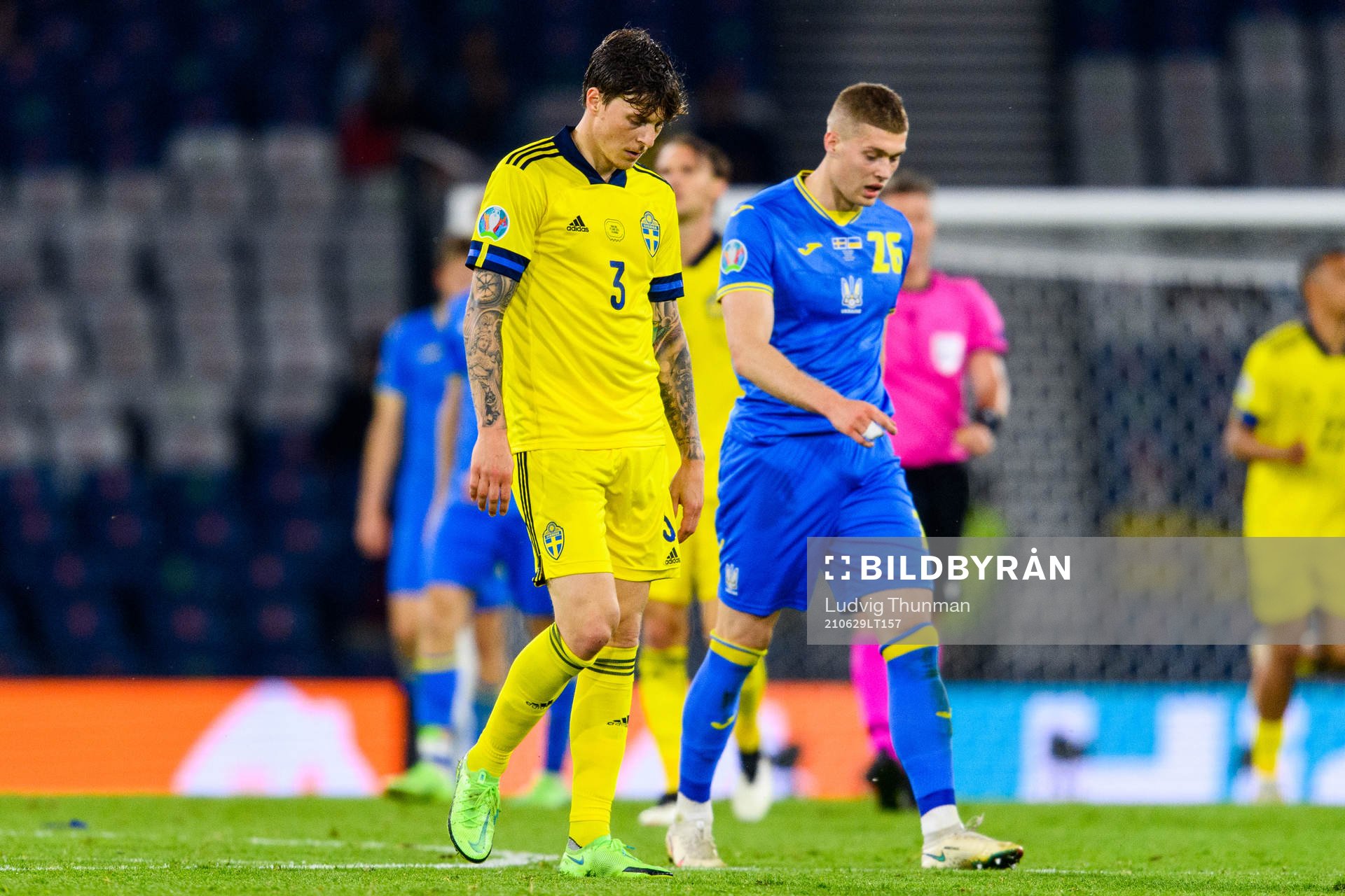 Victor Nilsson Lindelöf of Sweden looks dejected