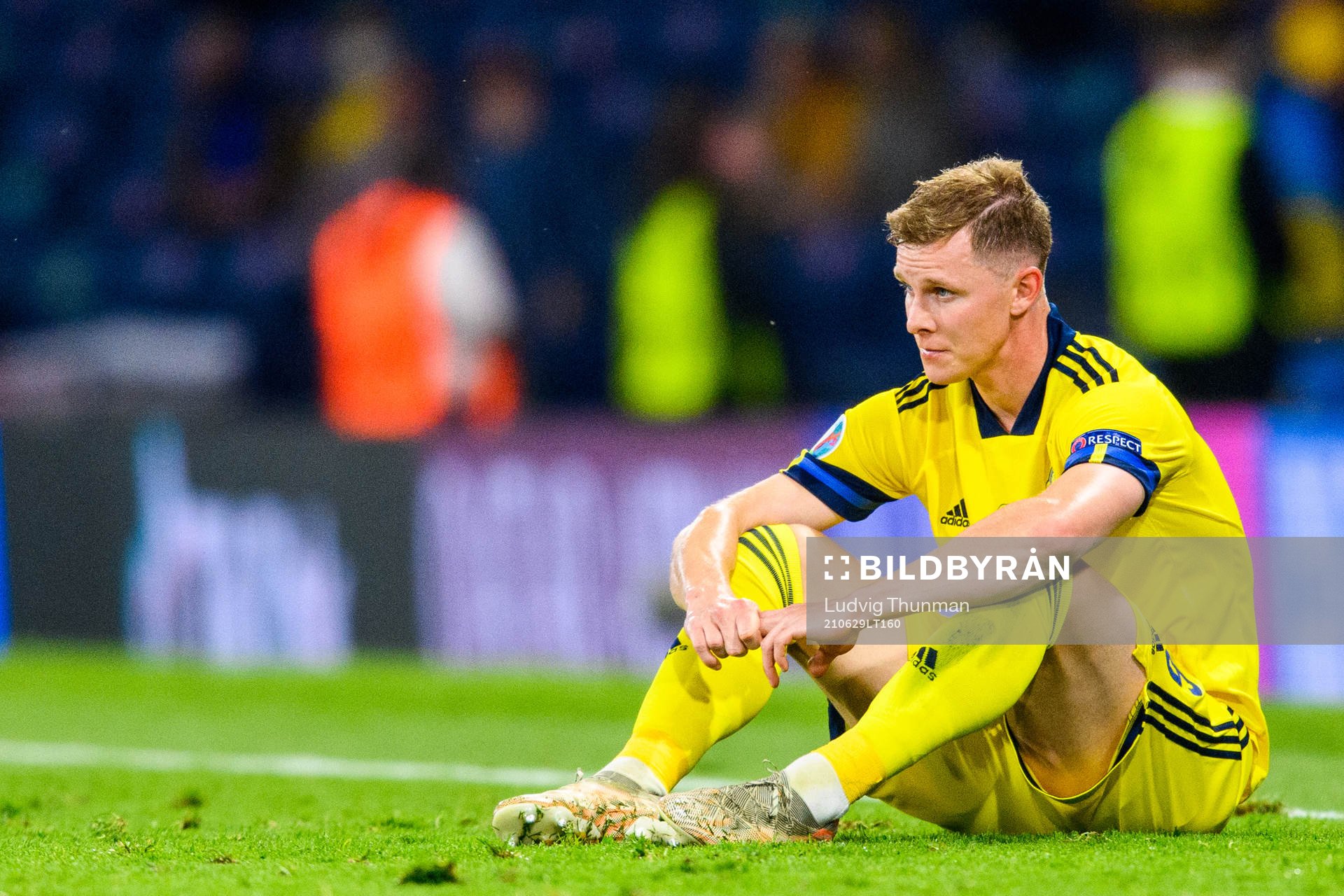 Emil Krafth of Sweden looks dejected