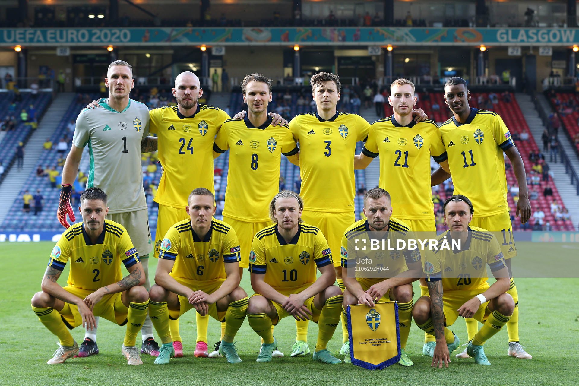 In this handout photo provided by UEFA players of Sweden