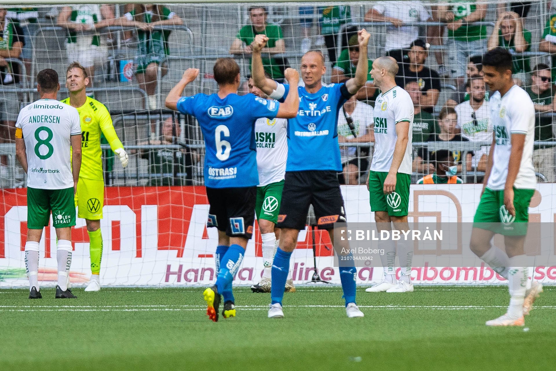 Halmstads Joel Allansson och Andreas Johansson jublar