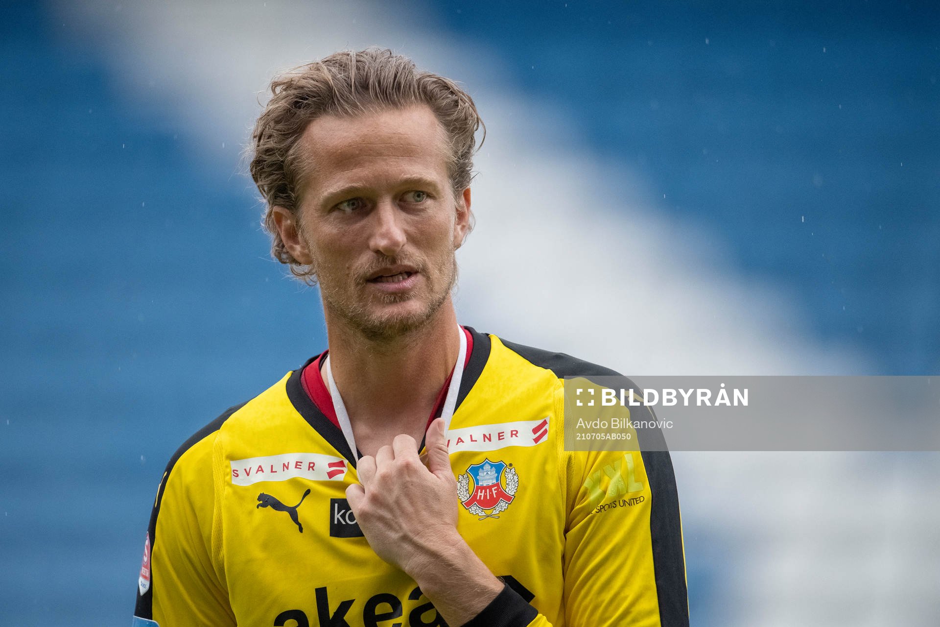 Helsingborgs målvakt Anders Lindegaard under fotbollsmatchen i träningsmatchen mellan Helsingborg och Helsingör den 5 juli 2021 i Helsingborg.