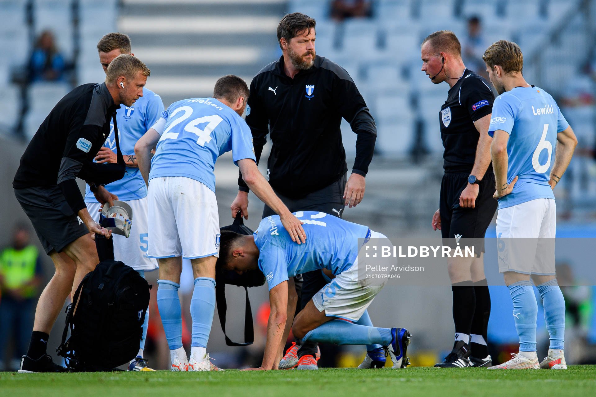 Anel Ahmedhodzic of Malmö FF in pain