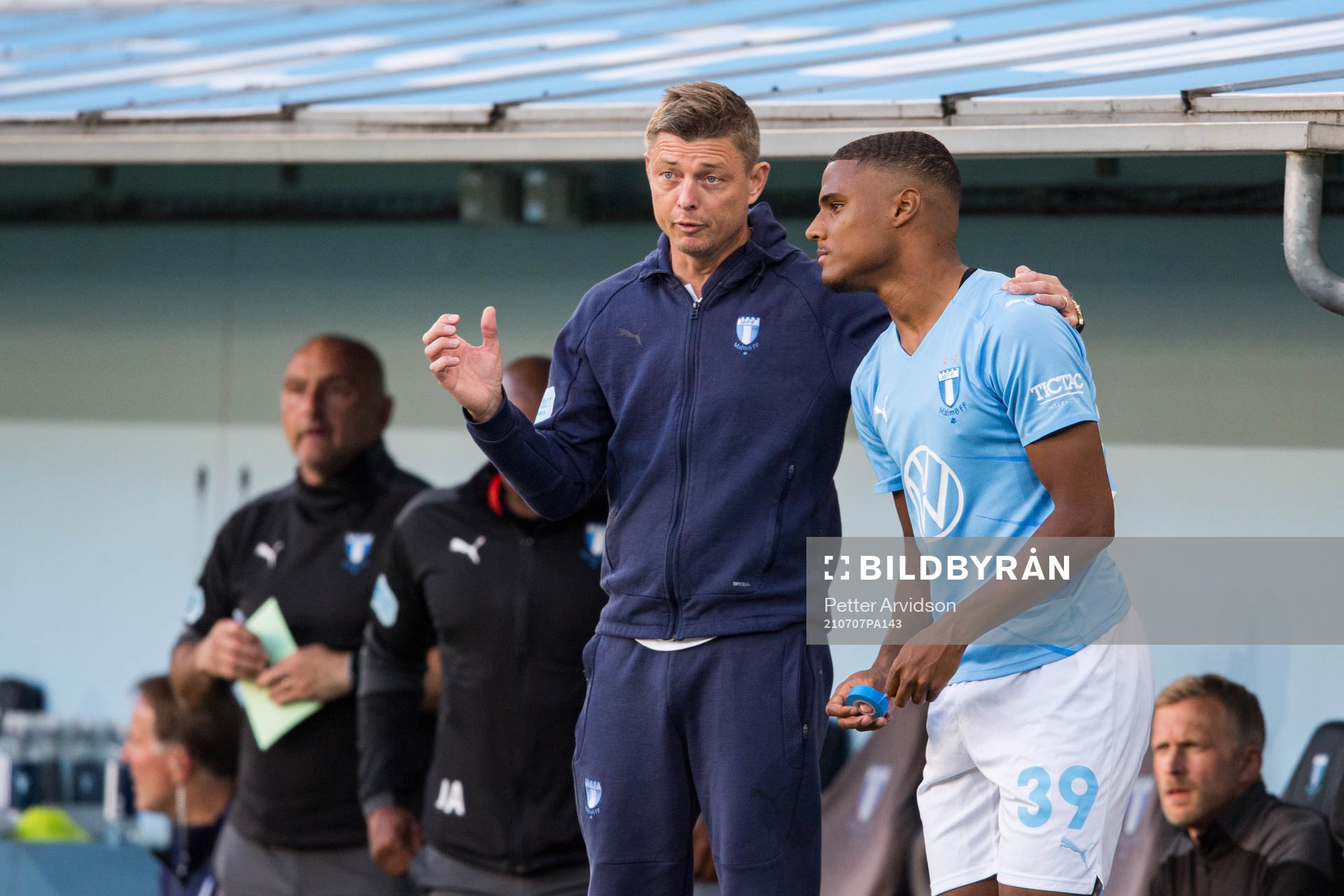 Jon Dahl Tomasson, head coach and Amin Sarr of Malmö FF