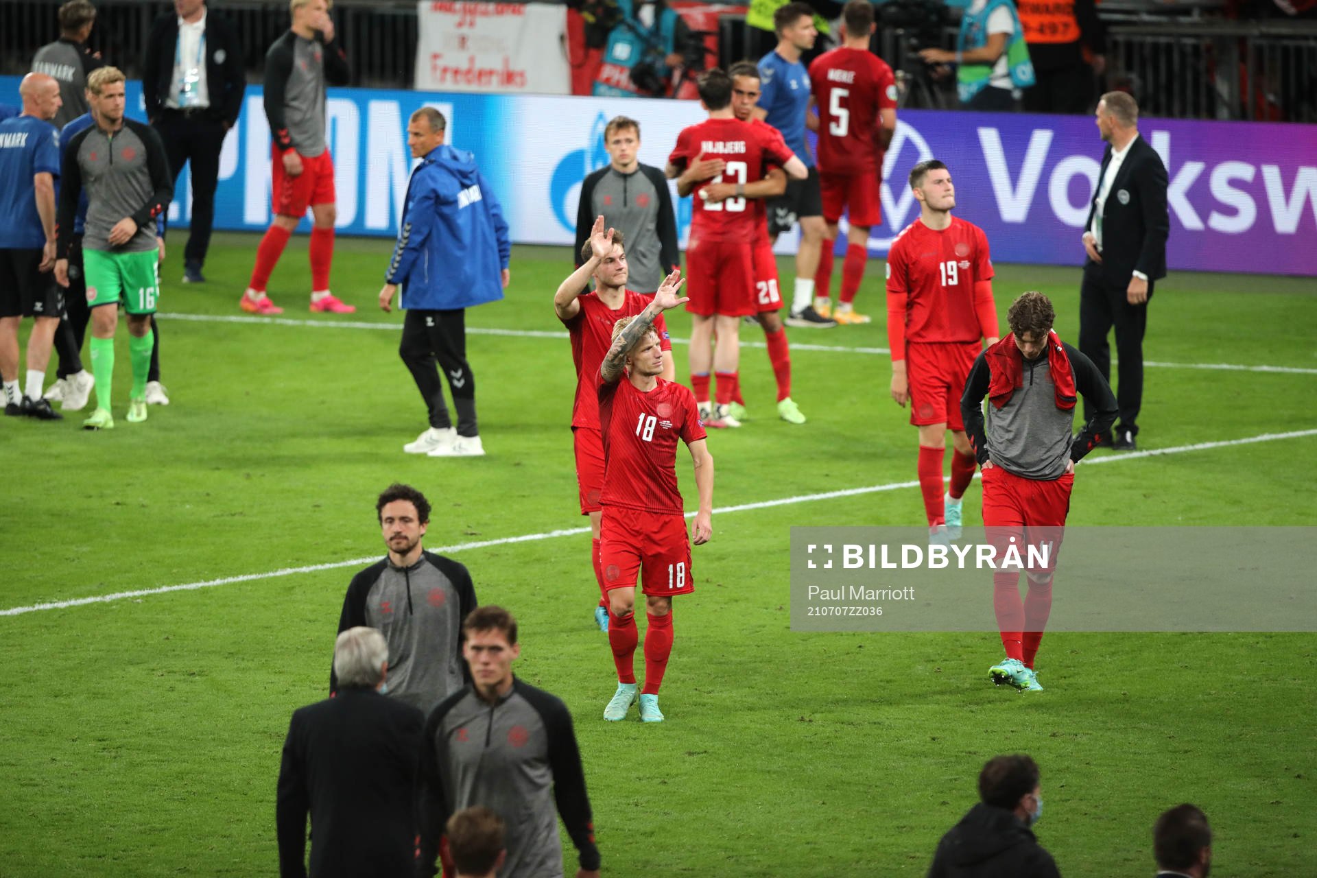 Players of Denmark look dejected