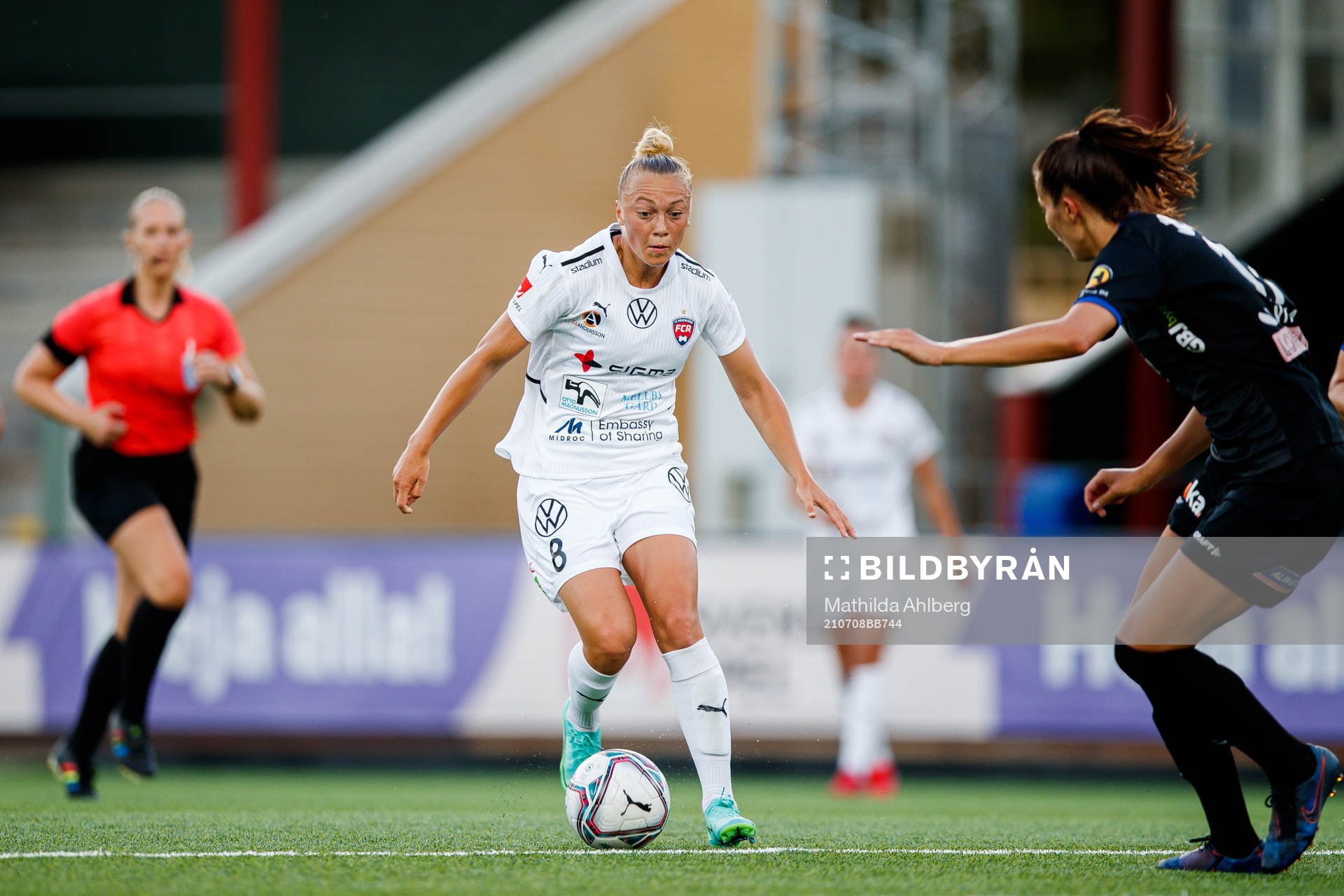 Rosengårds Hanna Bennison under fotbollsmatchen i Damallsvenskan mellan FC Rosengård och Växjö den 8 juli 2021 i Malmö. 
