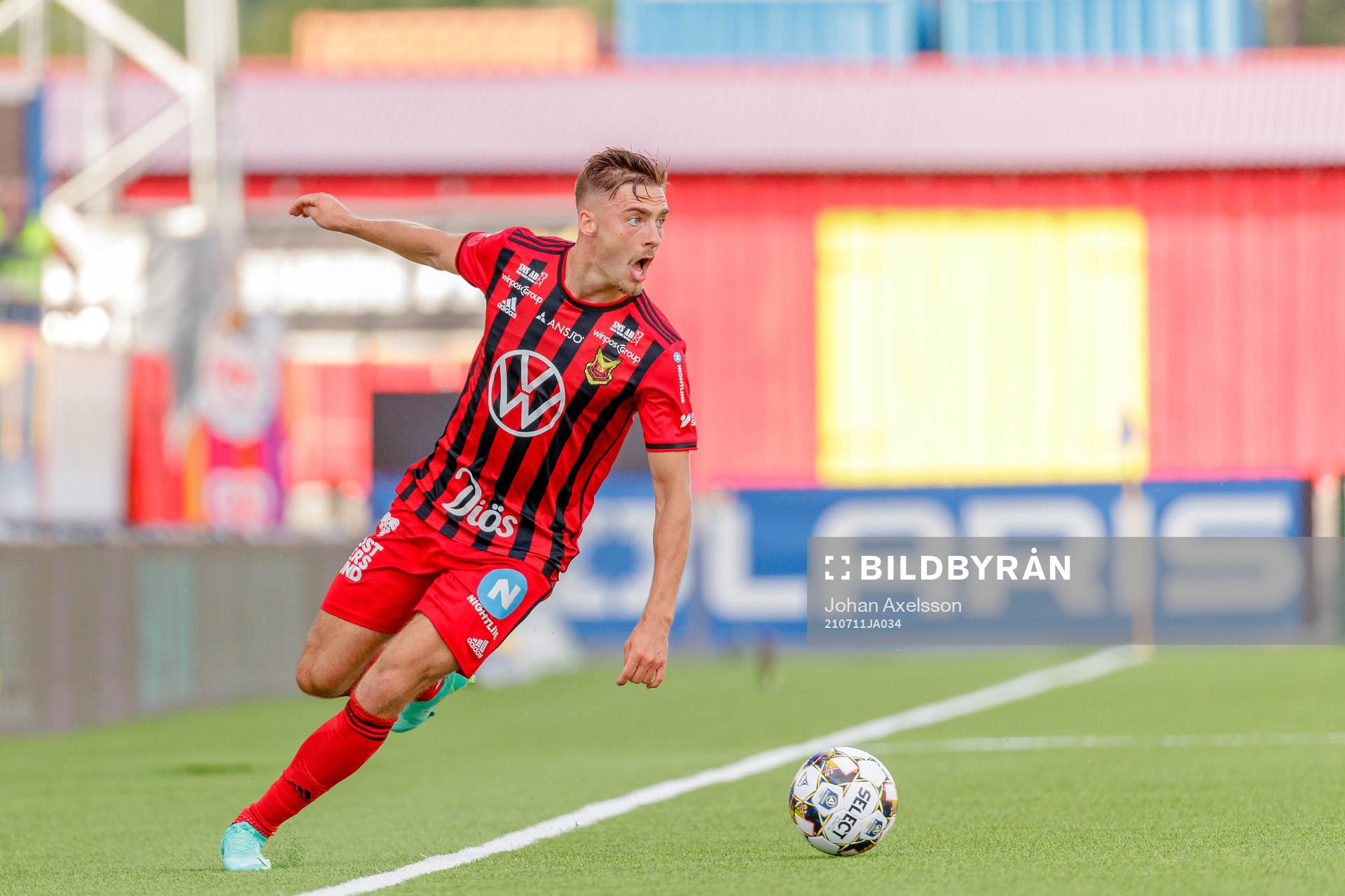 Östersunds Felix Hörberg  under fotbollsmatchen i Allsvenskan mellan Östersund och IFK Göteborg den 11 juli 2021 i Östersund. 