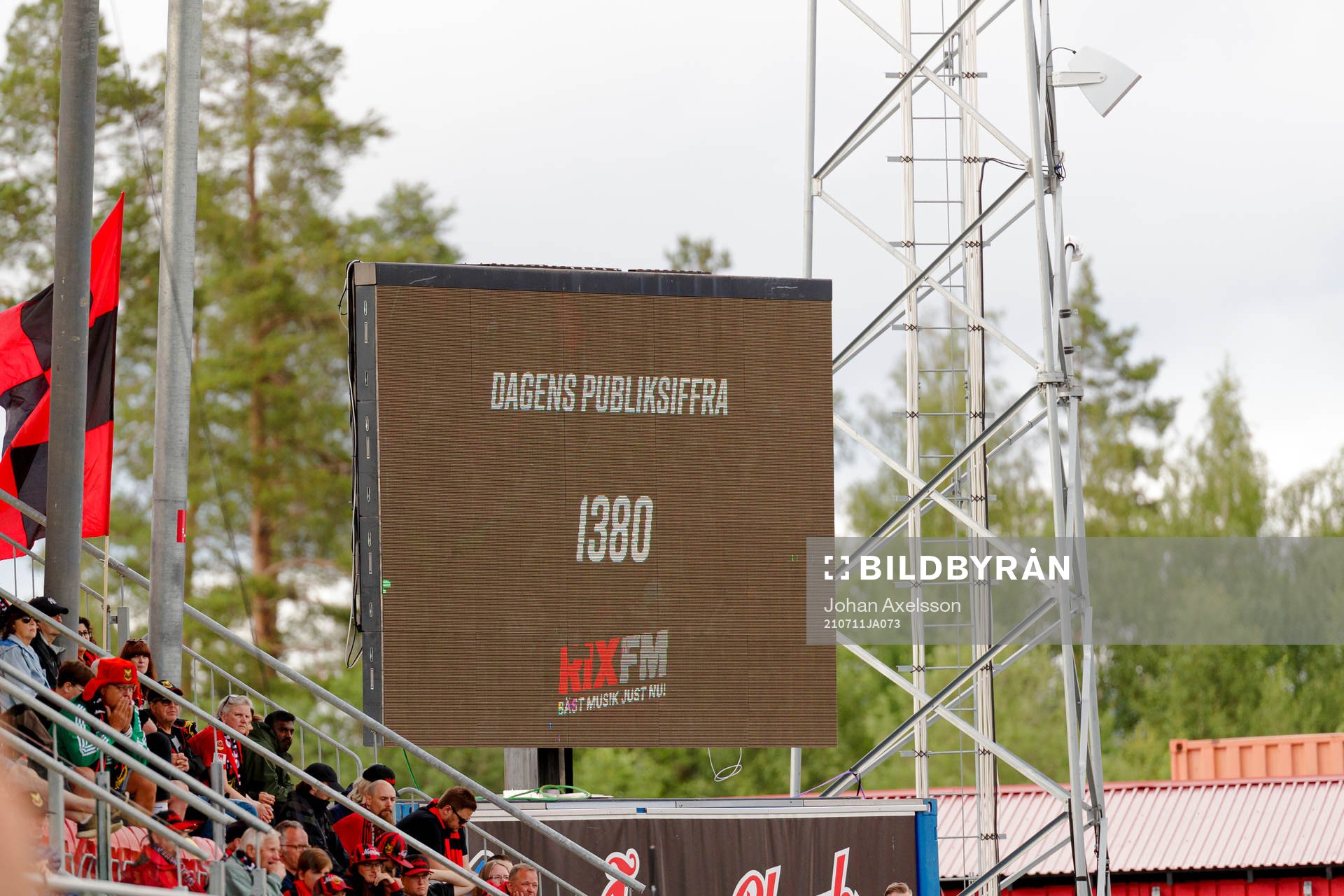 Skylt visar kvällens publiksiffra