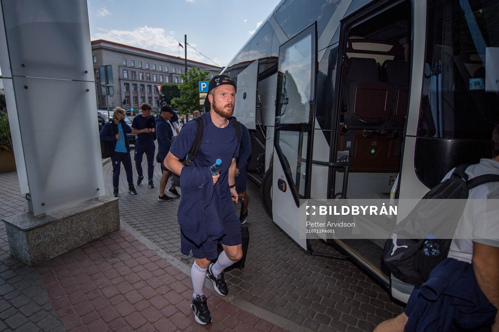 Lasse Nielsen of Malmö FF arrives at the hotel