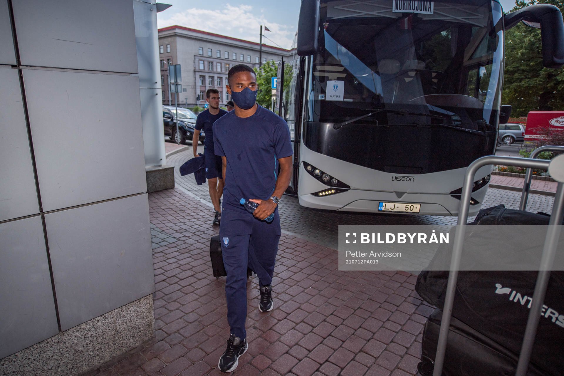 Amin Sarr of Malmö FF arrives at the hotel