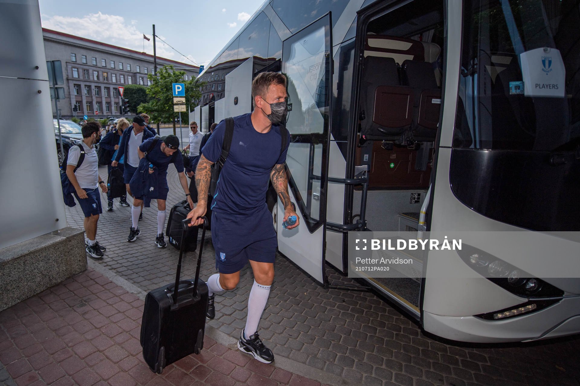 Goalkeeper Johan Dahlin of Malmö FF arrives at the hotel