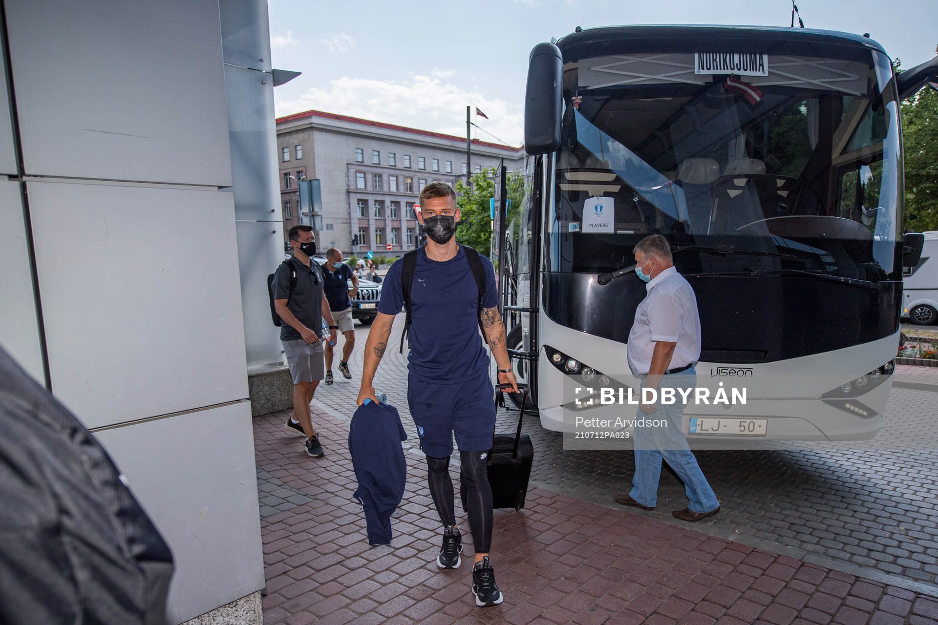 Felix Beijmo arrives at the hotel