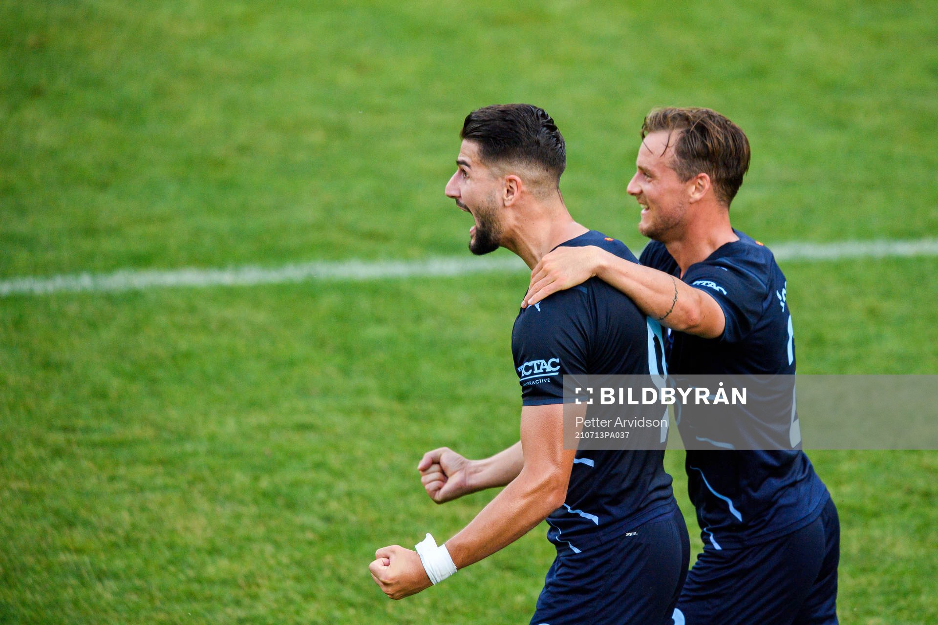 Antonio Colak and Eric Larsson of Malmö FF celebrate the