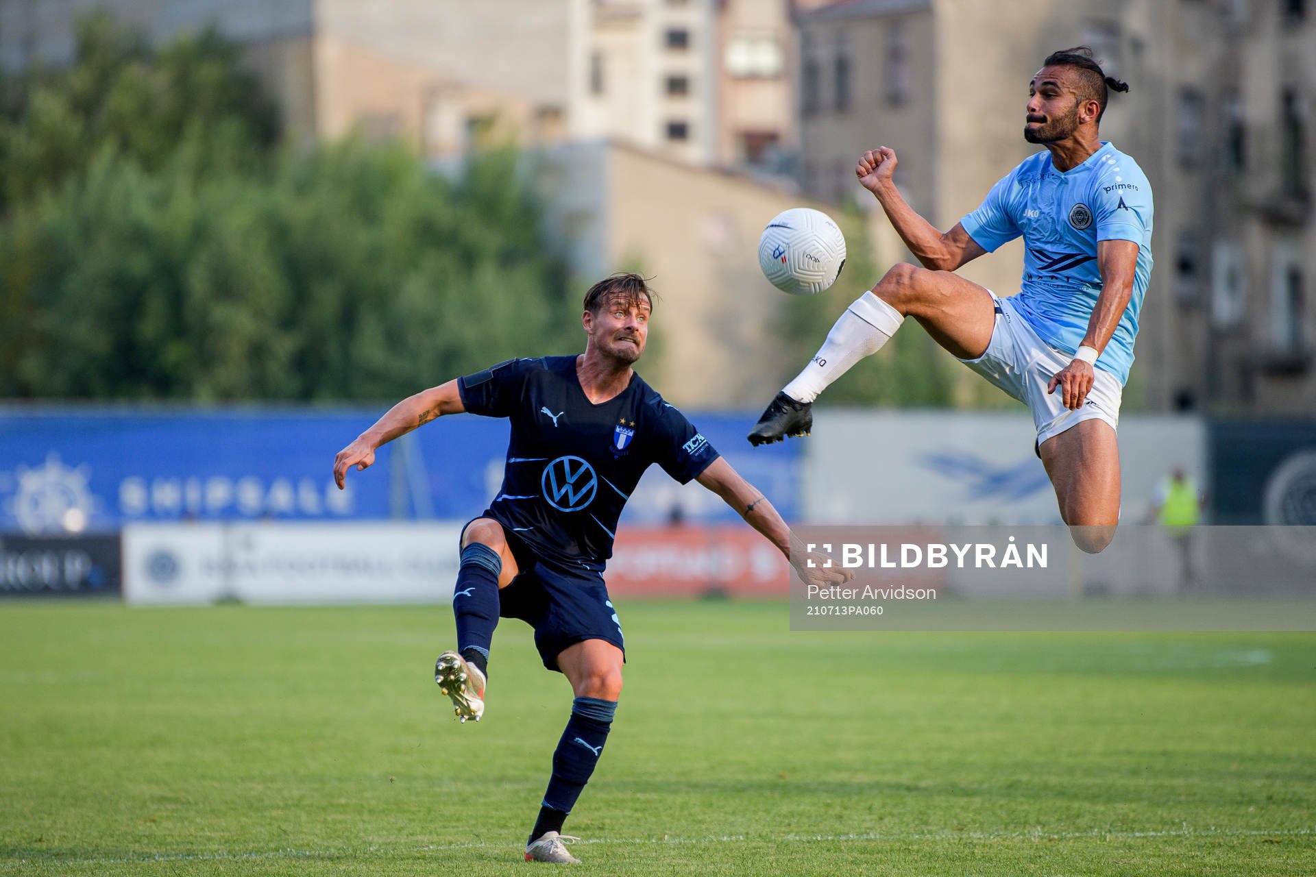 Eric Larsson of Malmö FF and Felipe Brisola of Riga