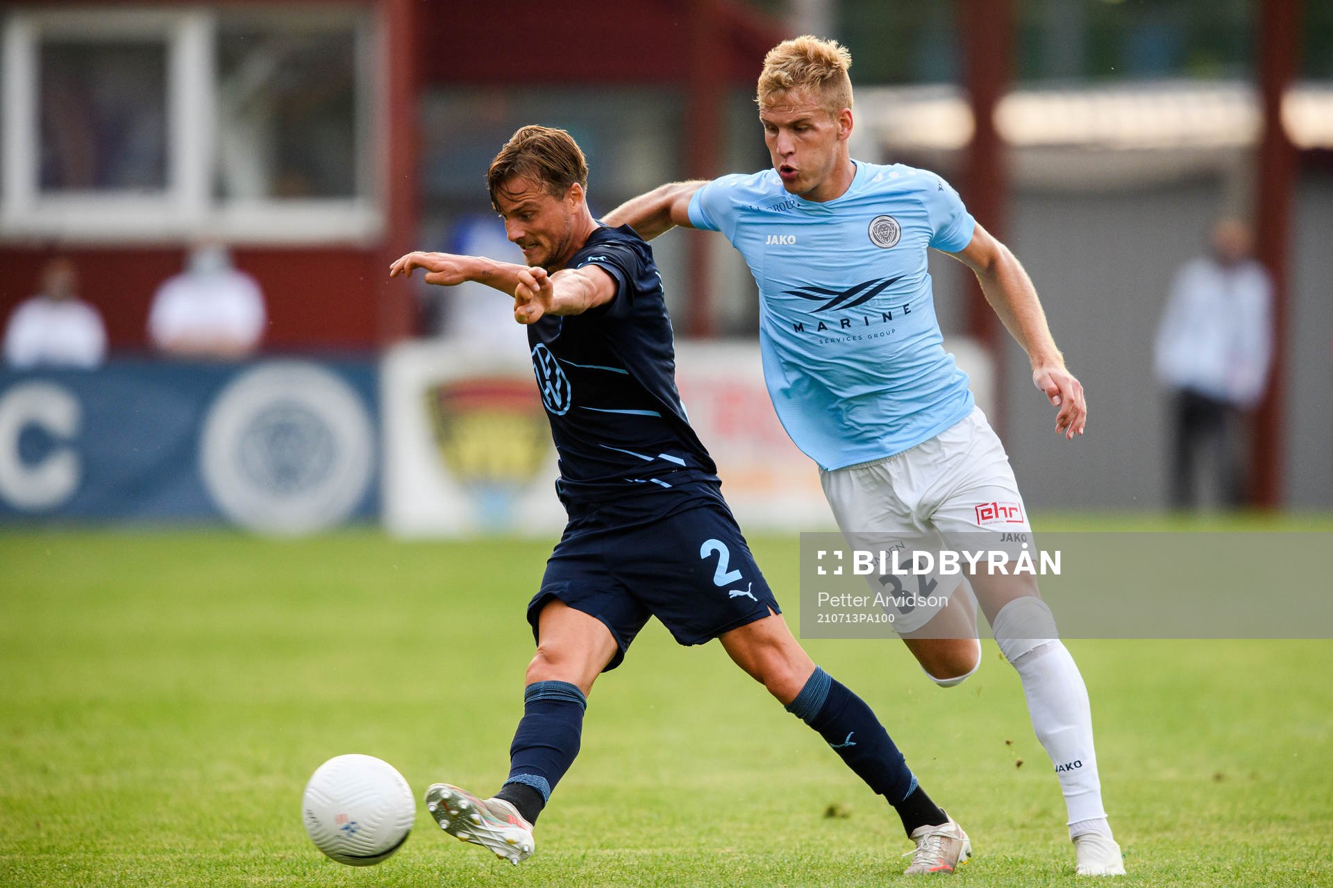 Eric Larsson of Malmö FF and Wesley Nata of Riga