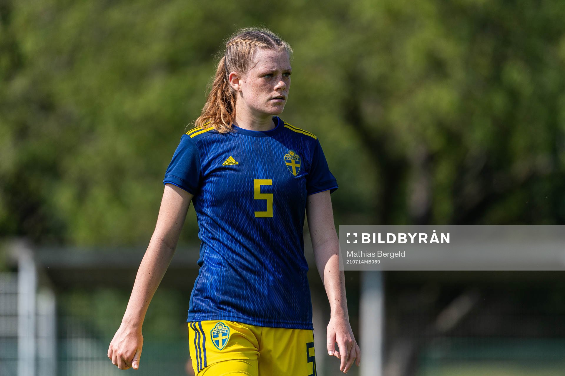 F17:s Sofia Reidy under en internmatch i fotboll mellan Sveriges F18 och F17 den 14 juli 2021 i Göteborg. 