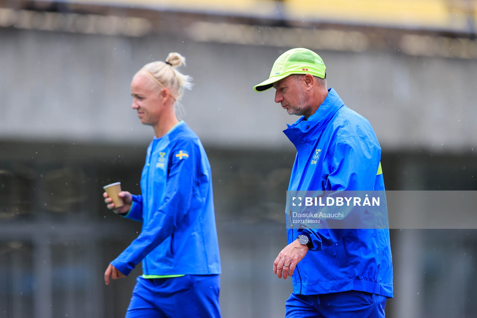 Caroline Seger and Peter Gerhardsson, head coach of the