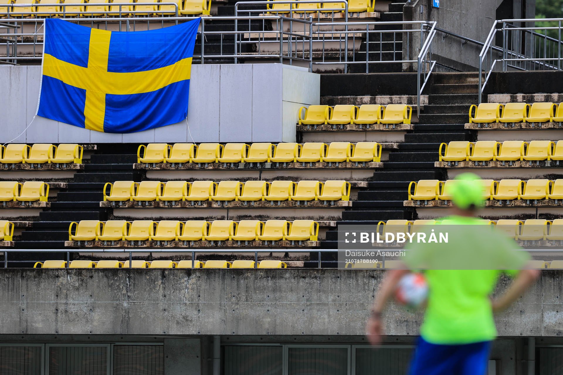 A Swedish flag in the stands at the Swedish national