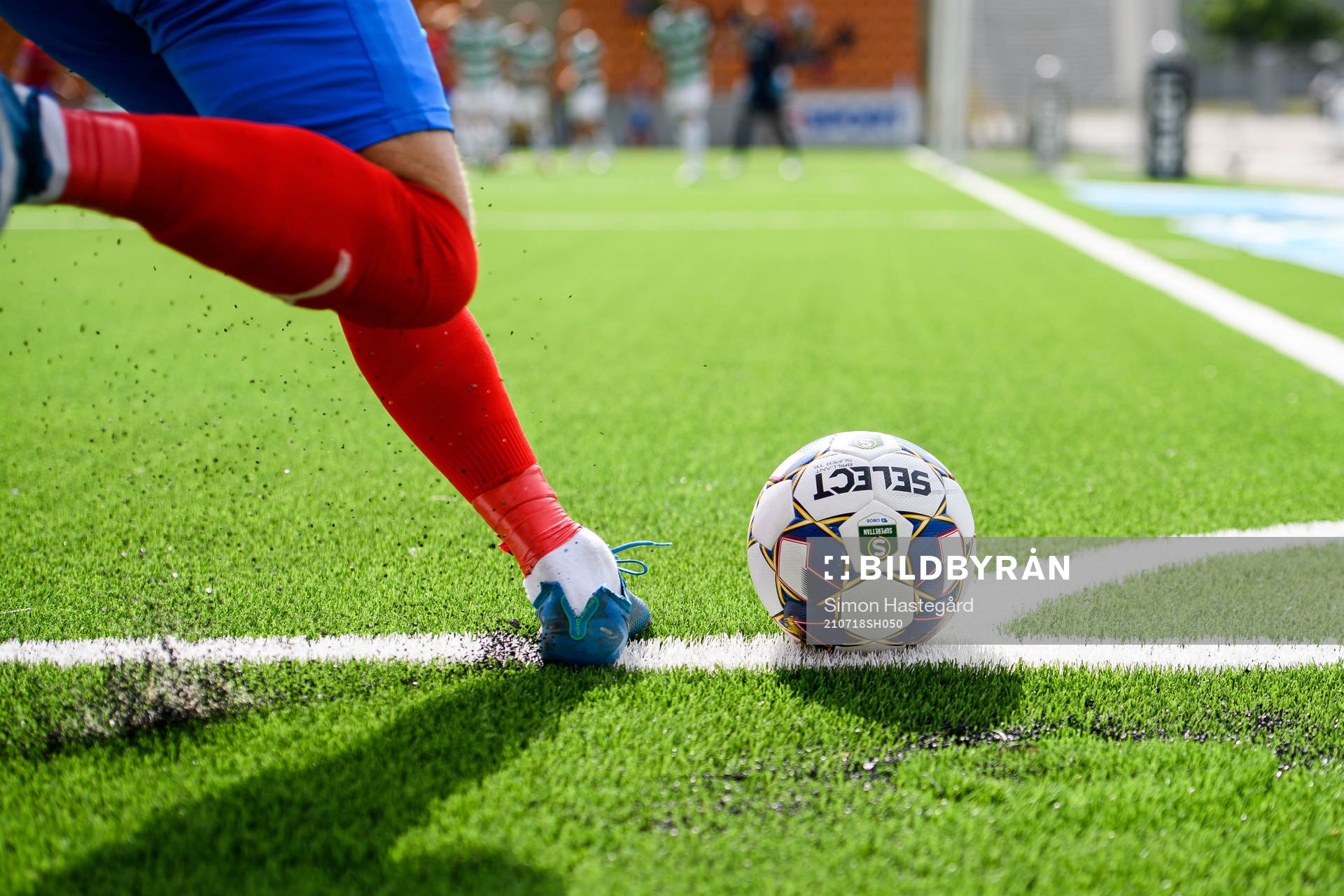 Hörnspark för Helsingborgs under fotbollsmatchen i Superettan mellan Västerås SK och Helsingborg den 18 juli 2021 i Västerås. 