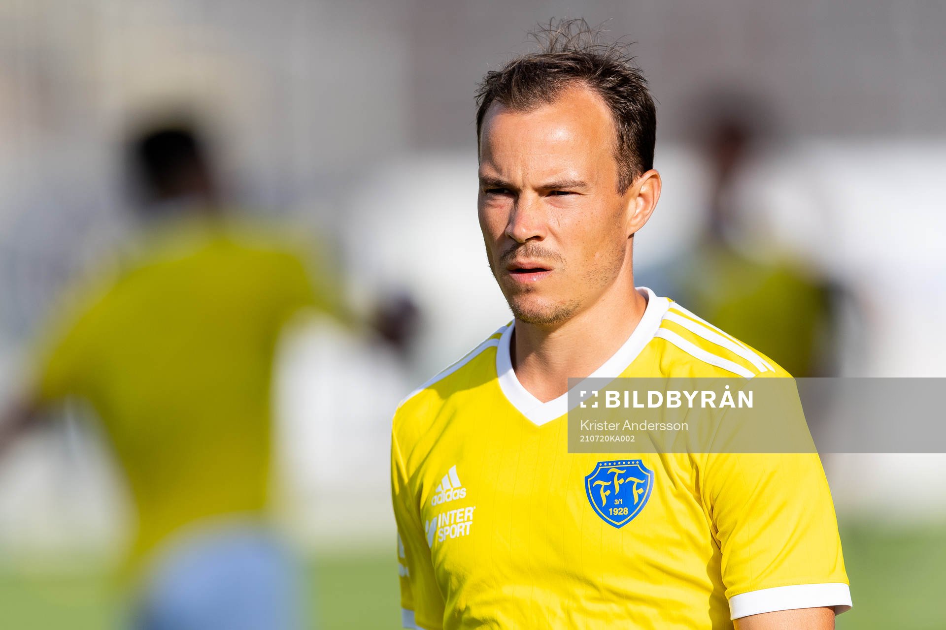 Falkenbergs Anton Wede före fotbollsmatchen i Superettan