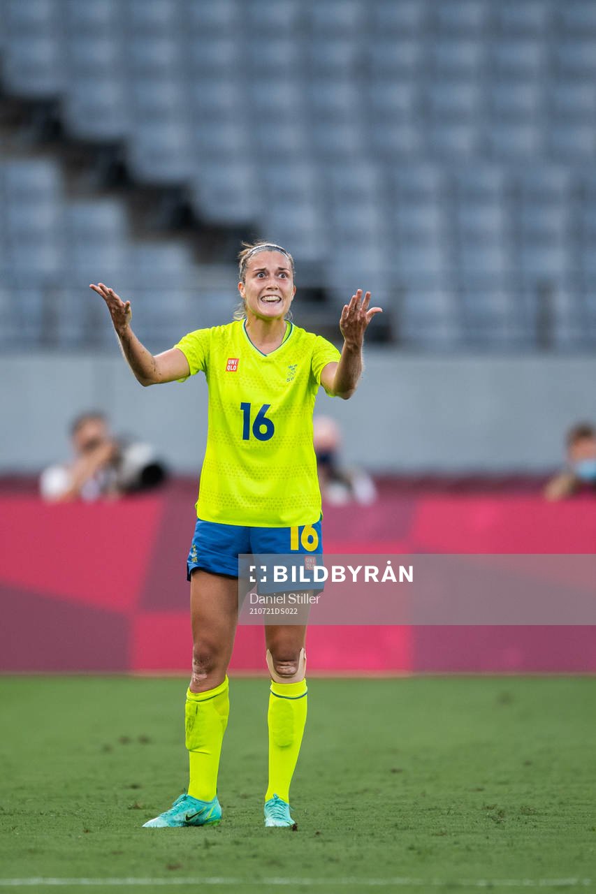 Filippa Angeldahl of Sweden reacts