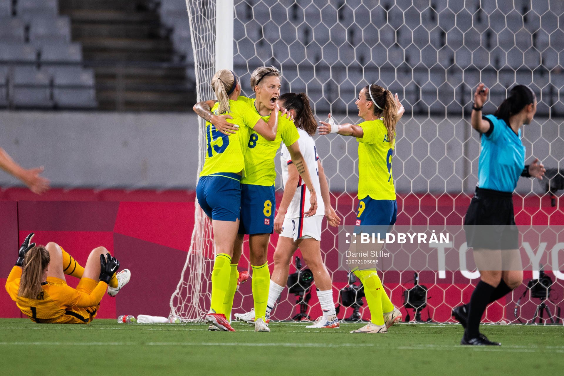 Lina Hurtig of Sweden celebrates