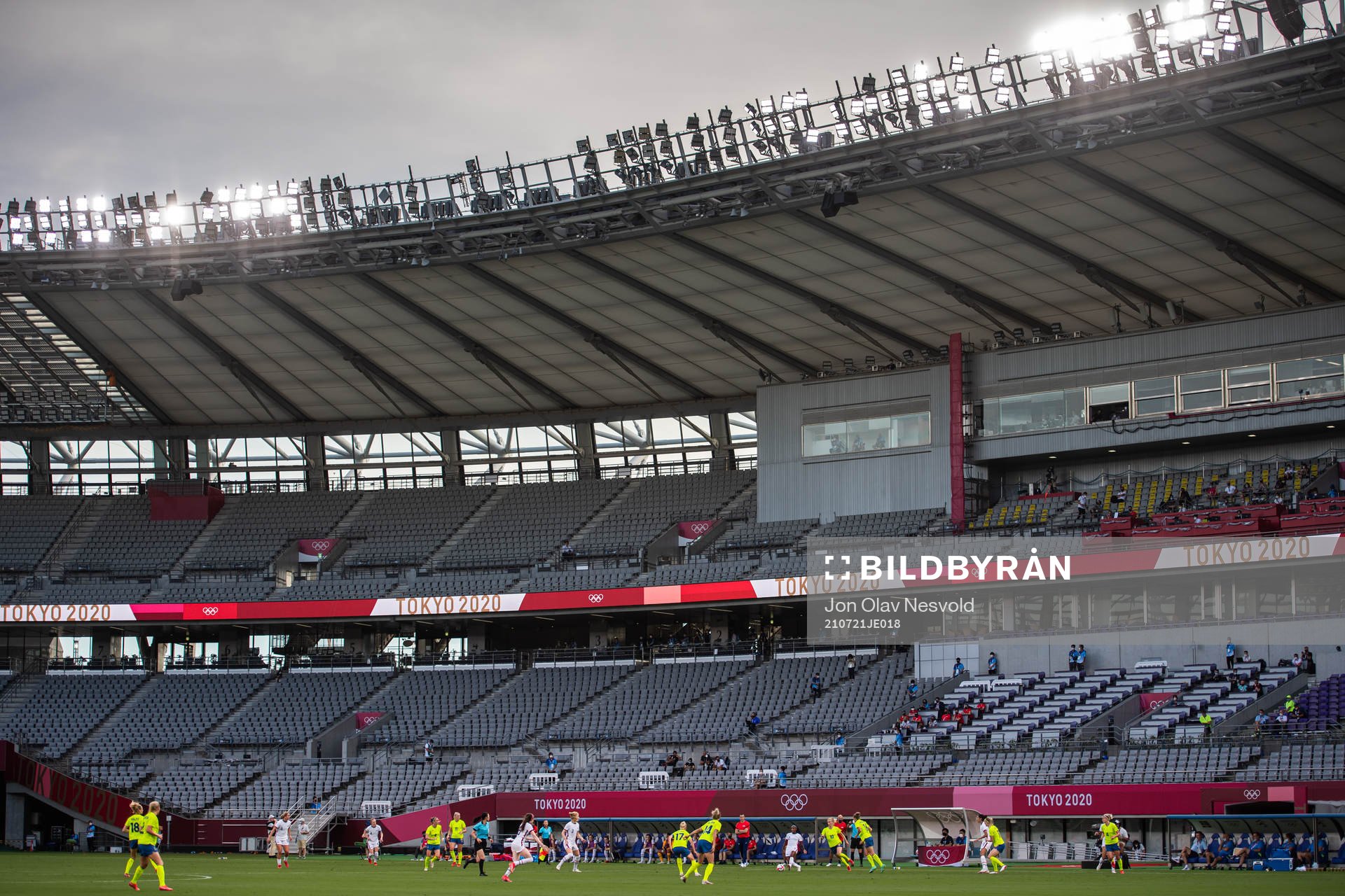 General view over the women's football game between Sweden