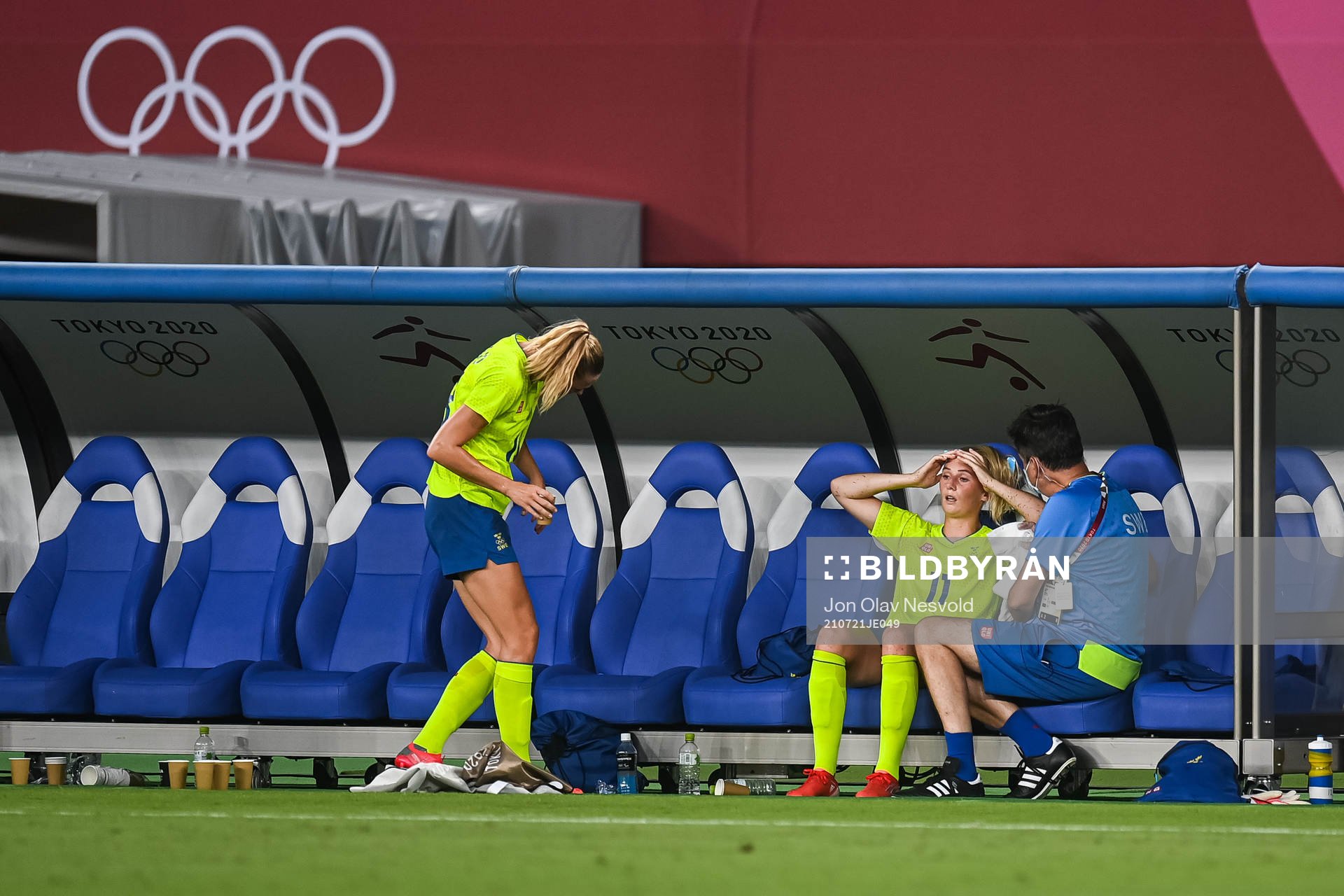 Stina Blackstenius of Sweden in pain