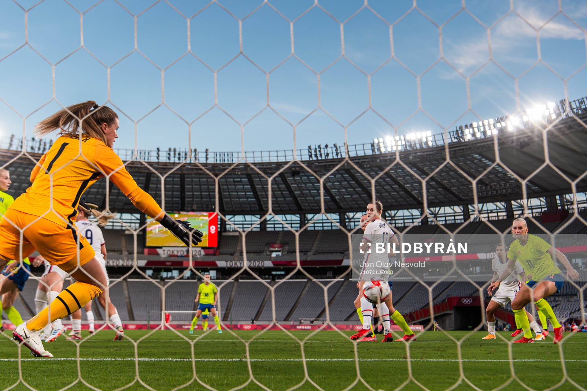 Stina Blackstenius of Sweden scores the 2-0 goal behind