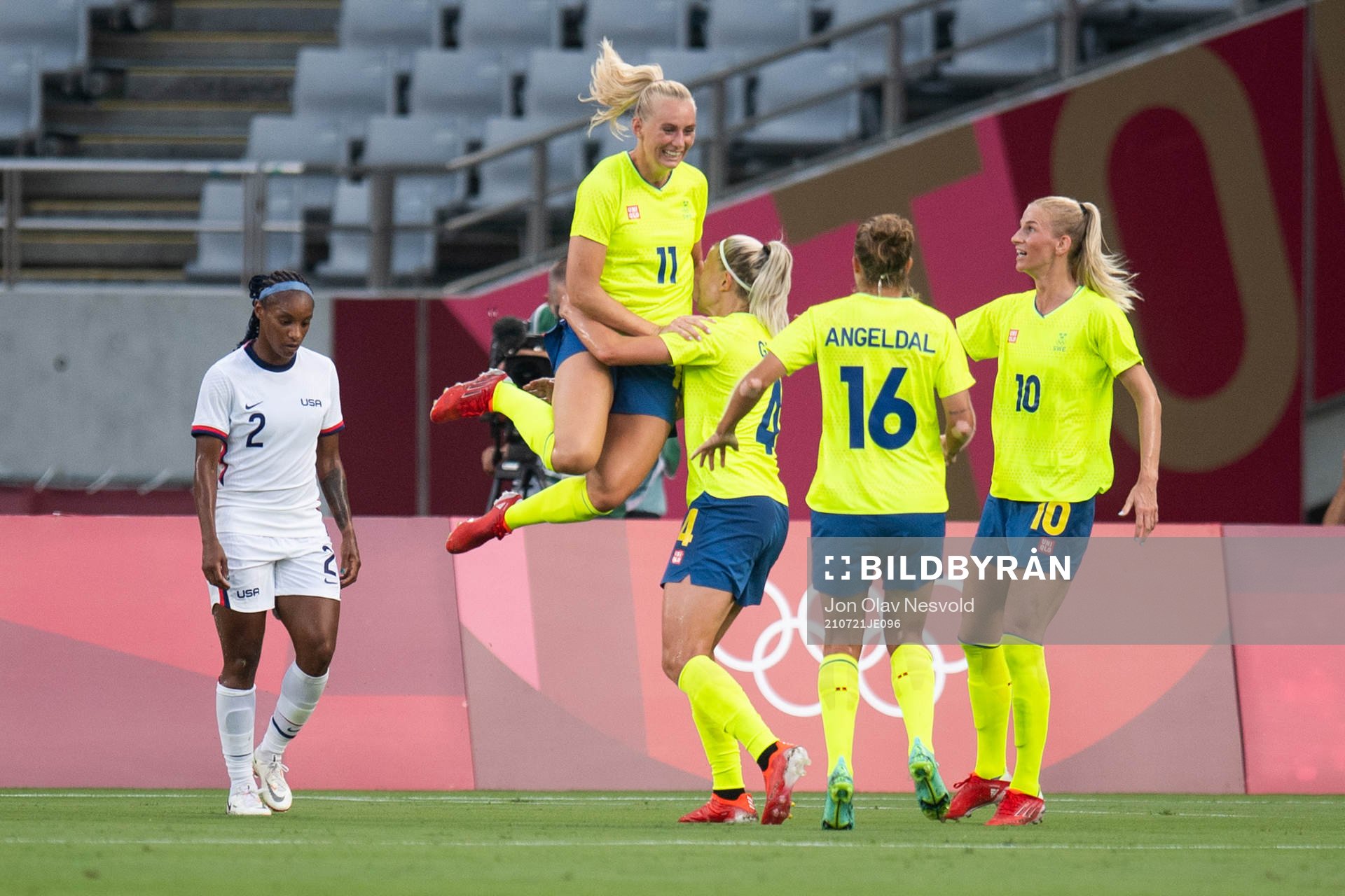 during the women's football game between Sweden and USA at