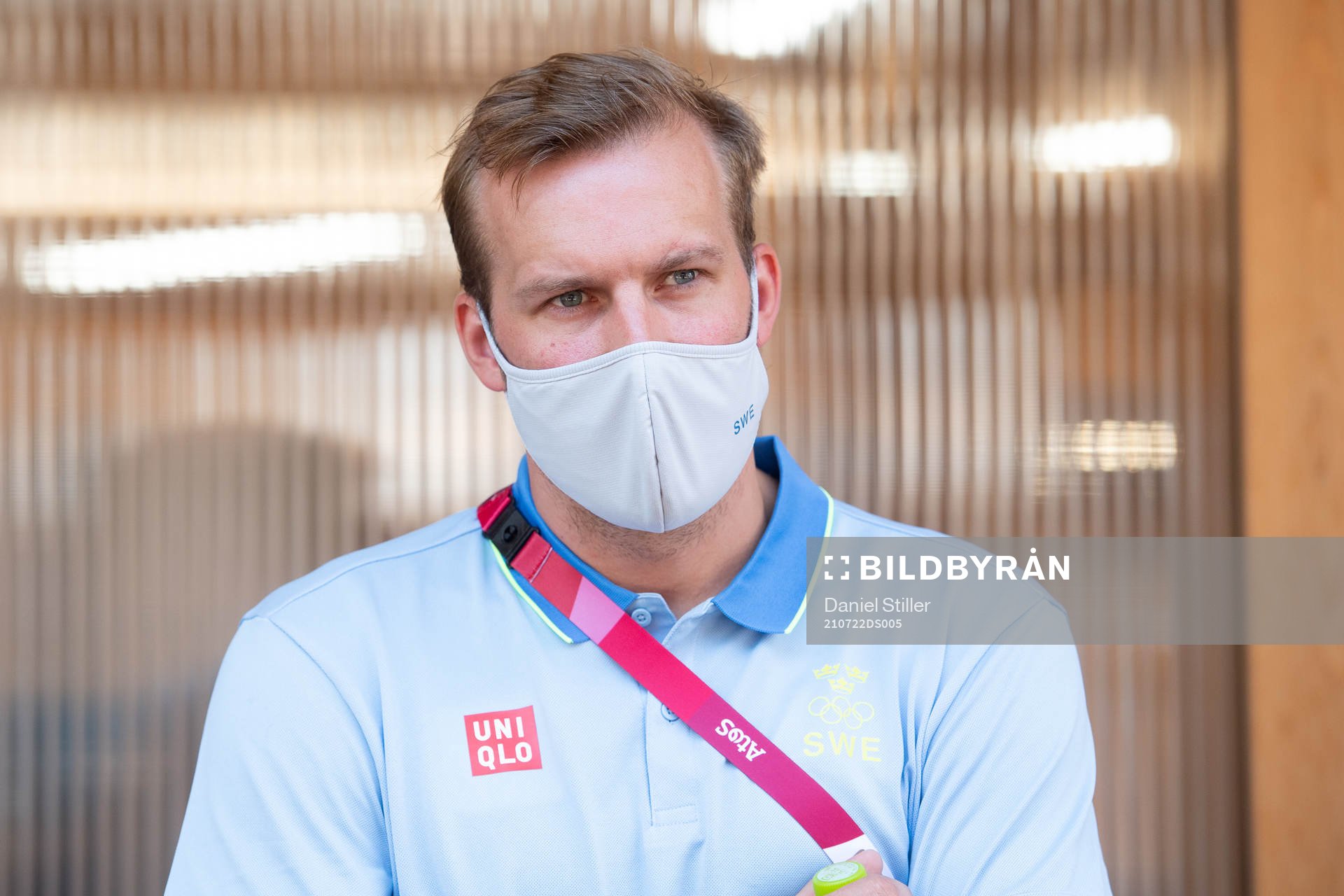 Max Darj of the Swedish handball team at a press meet