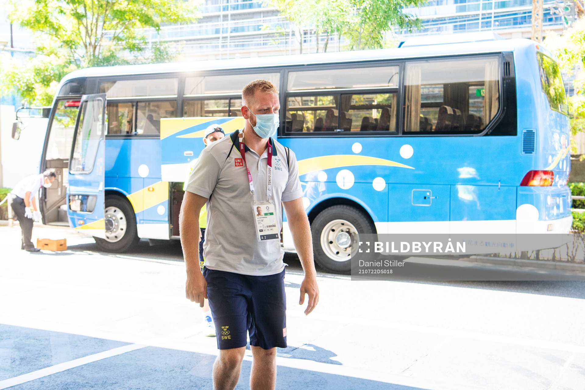 Jim Gottfridsson of the Swedish handball team arrives to a