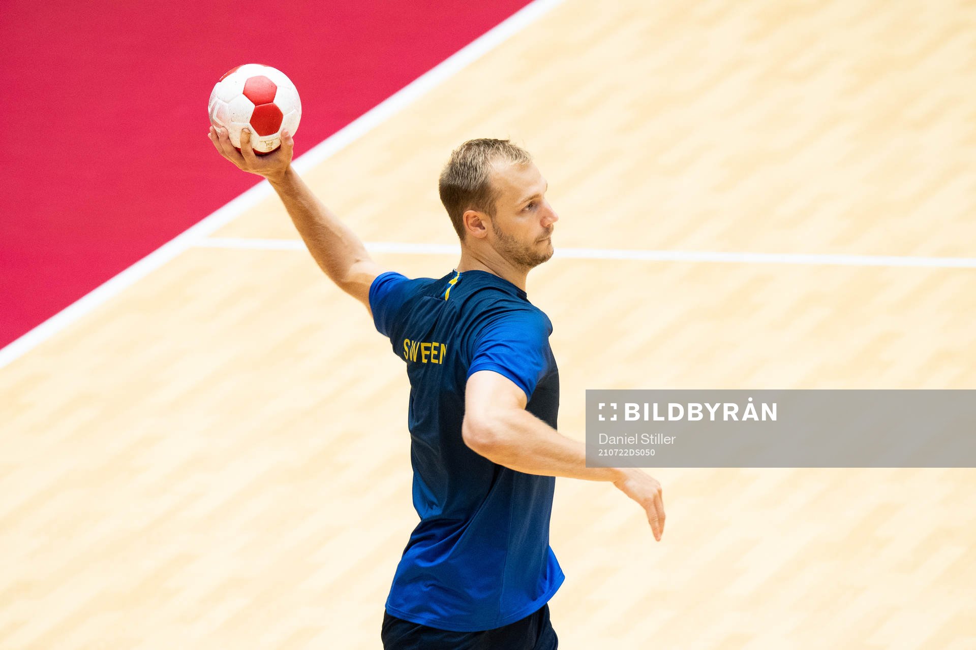 Lukas Sandell of the Swedish handball team