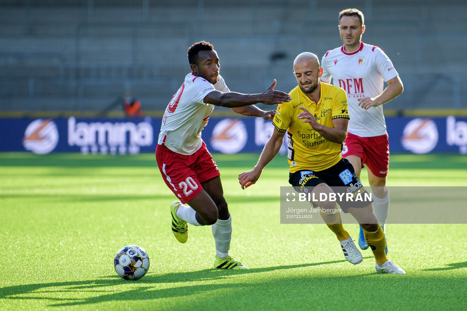 Robert Gojani of Elfsborg and Vitus Amougui of Milsami