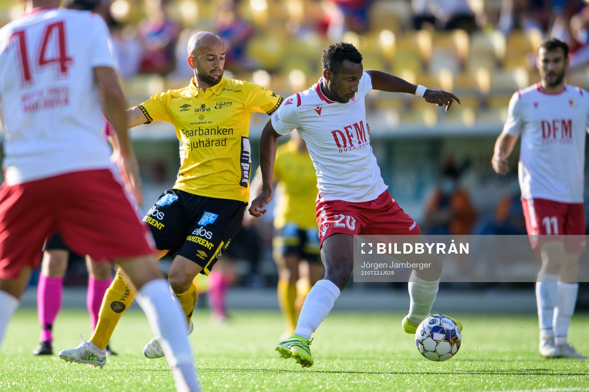 Robert Gojani of Elfsborg and Vitus Amougui of Milsami