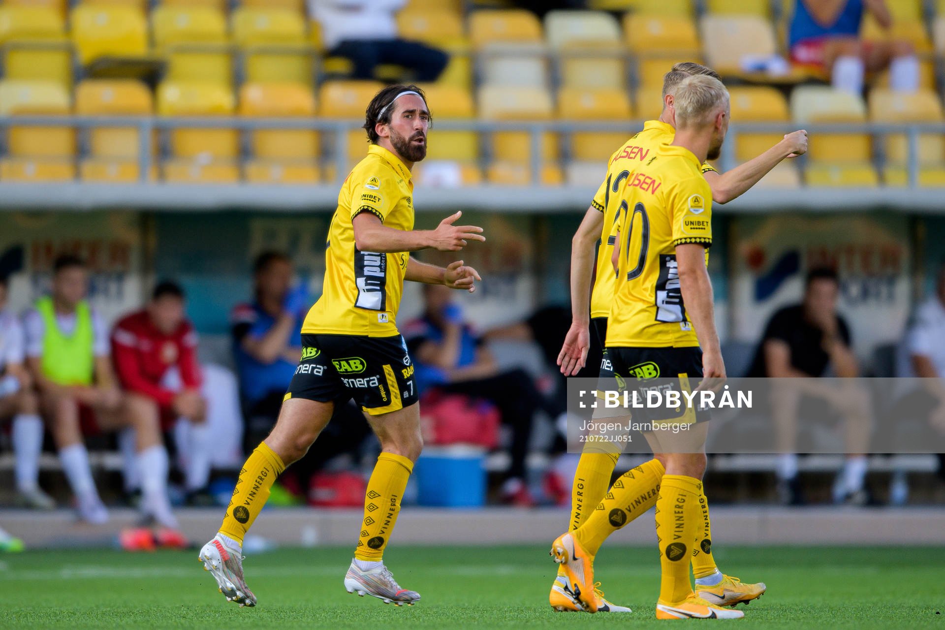 Frederik Holst of Elfsborg celebrates the 4-0 goal during the UEFA Conference League qualifying match between Elfsborg and Milsami Orhei on July 22, 2021 in Borås.