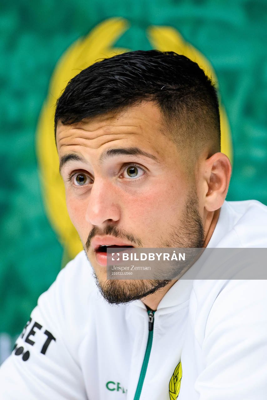 Astrit Selmani of Hammarby at the press coference