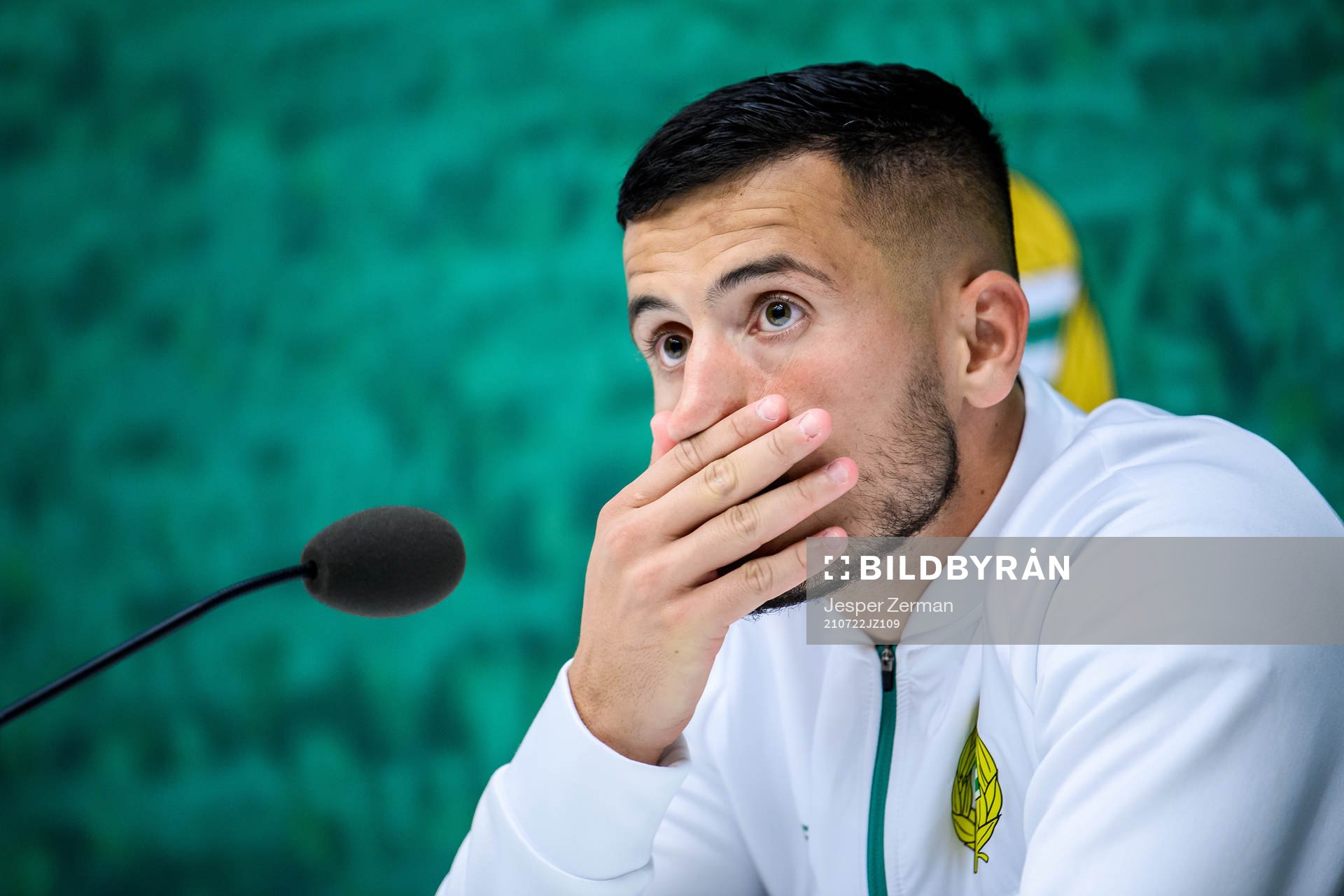 Astrit Selmani of Hammarby at the press conference