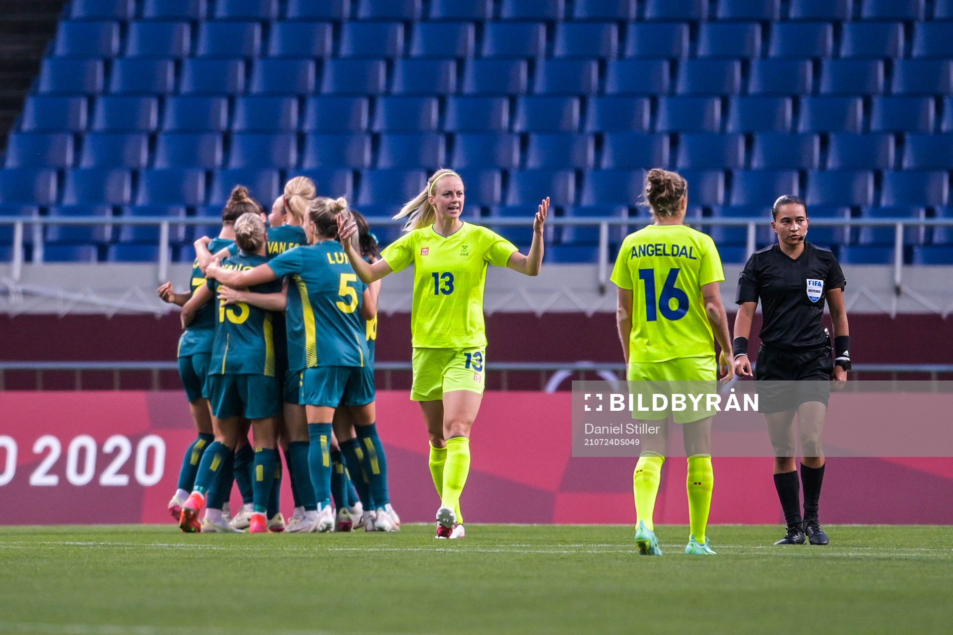 Amanda Ilestedt of Sweden looks dejected
