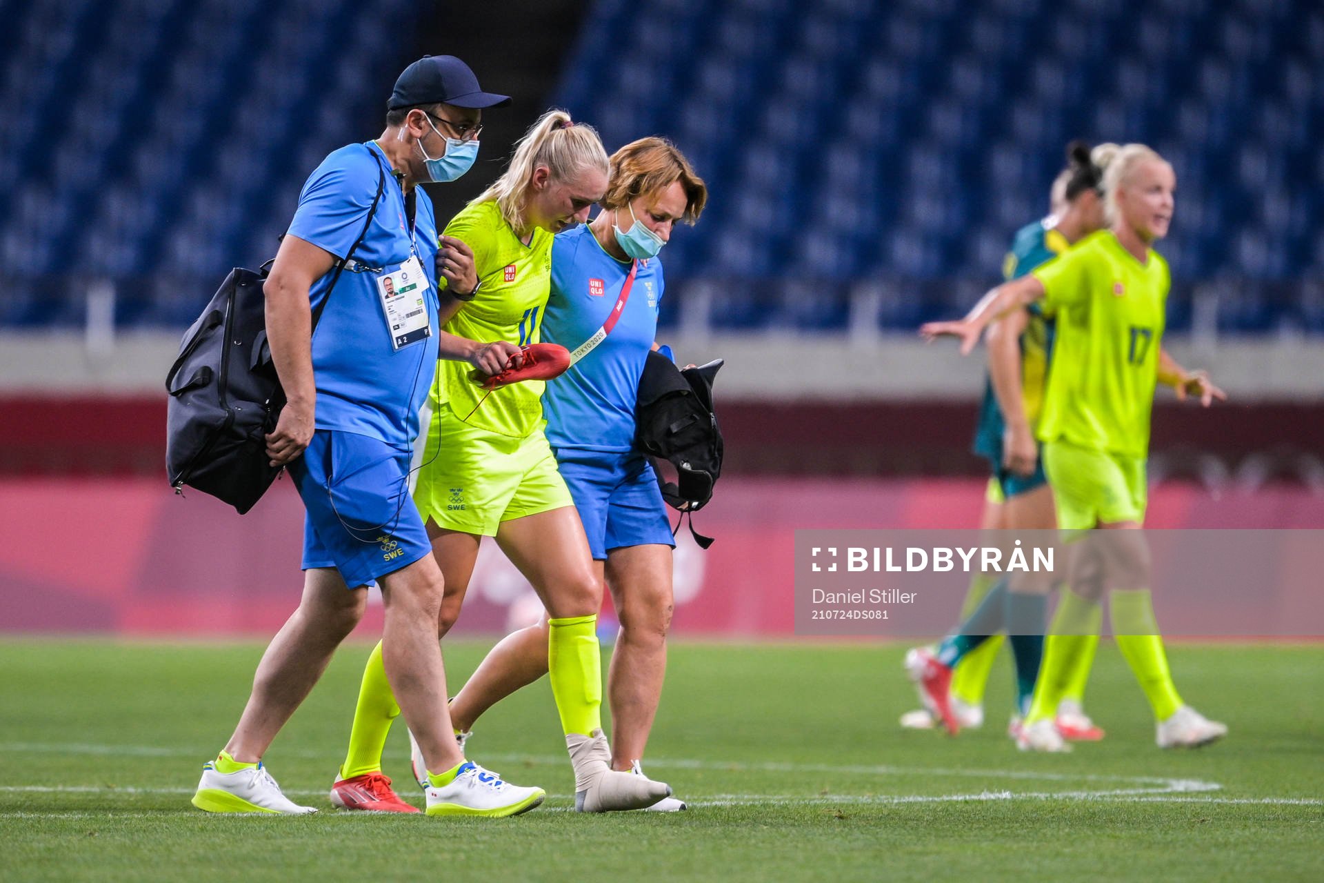 Stina Blackstenius of Sweden is in pain