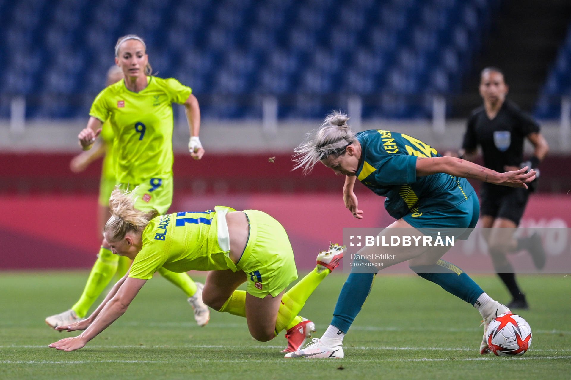 Stina Blackstenius of Sweden is injured  in the women´s