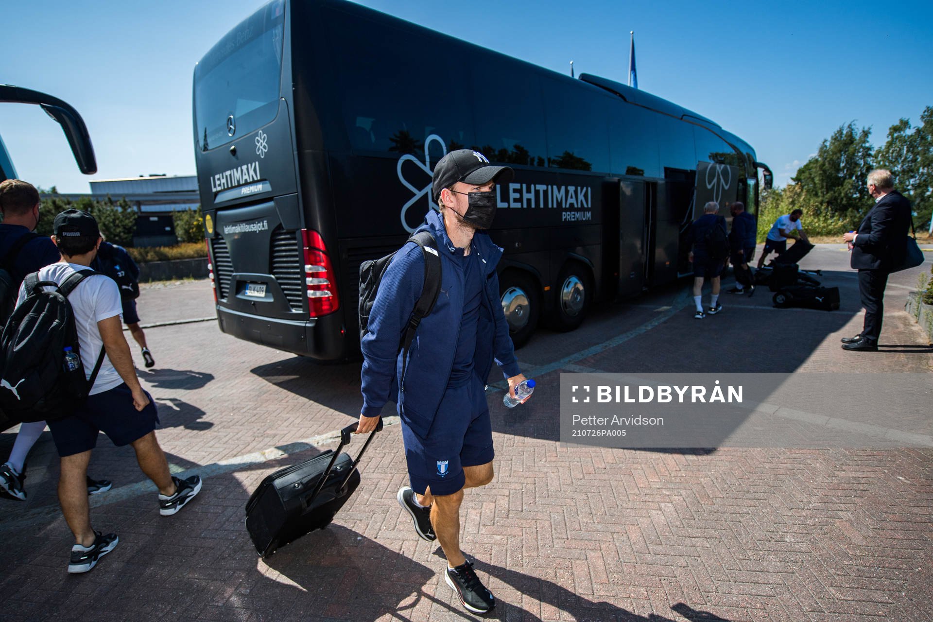 Oscar Lewicki of Malmö FF arrives at the hotel