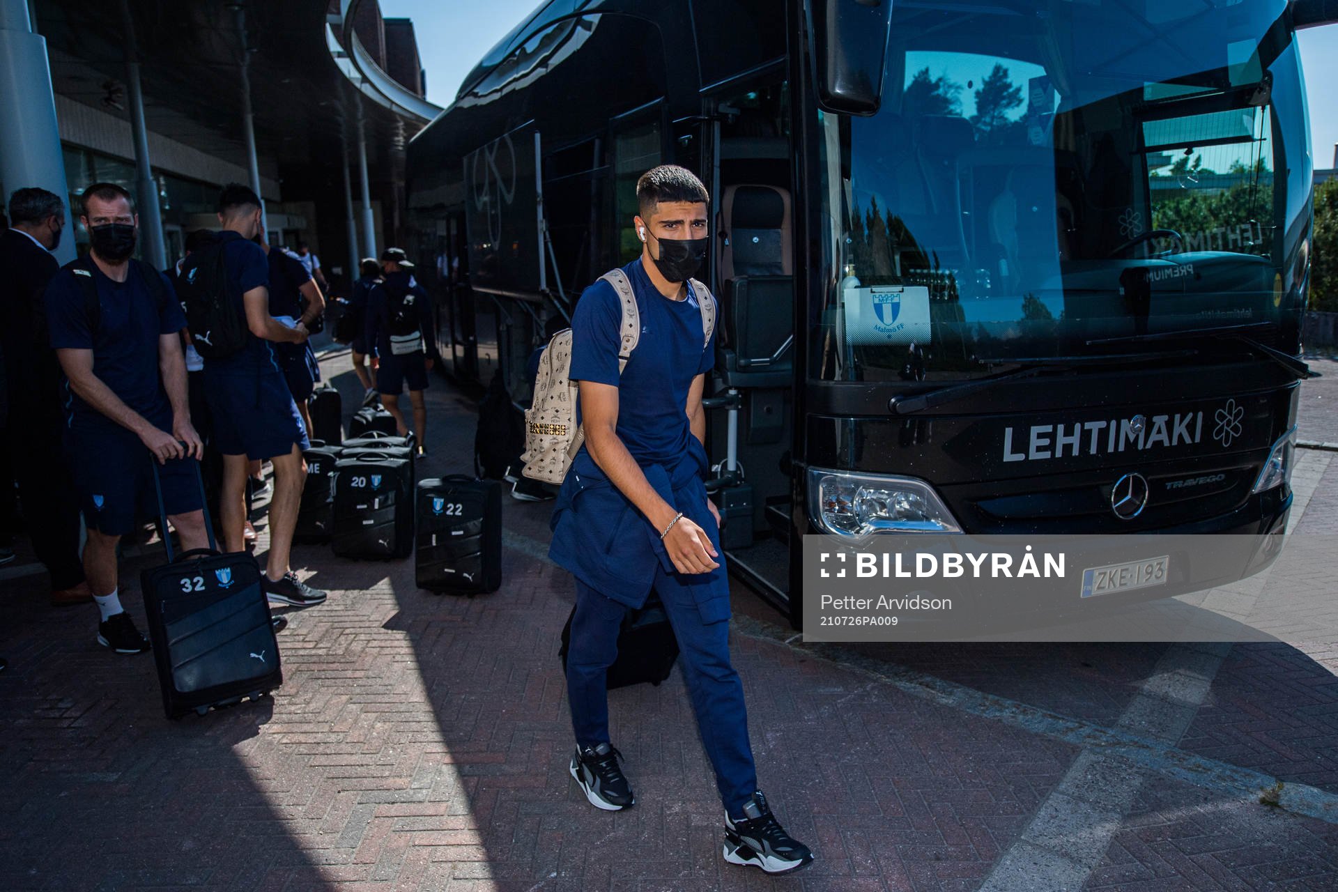 Peter Gwargis of Malmö FF arrives at the hotel
