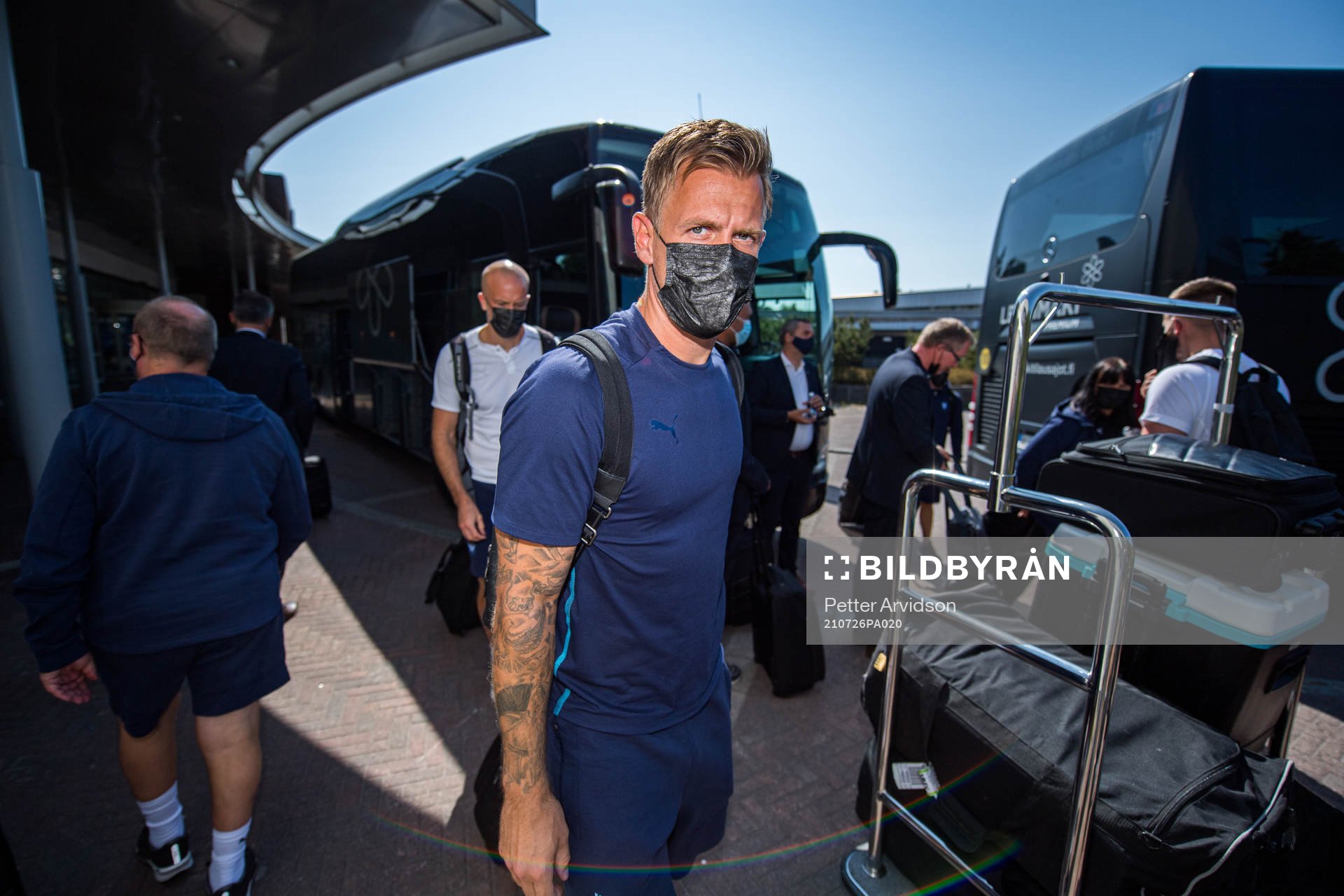 Goalkeeper Johan Dahlin of Malmö FF arrives at the hotel