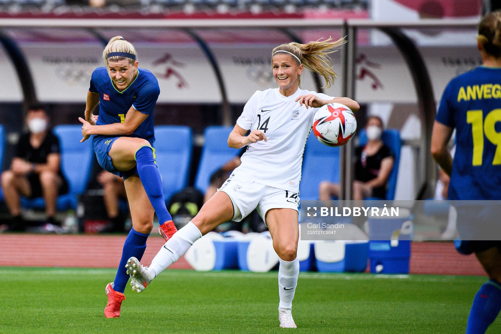 Olivia Schough of Sweden and Katie Bowen of New Zealand in