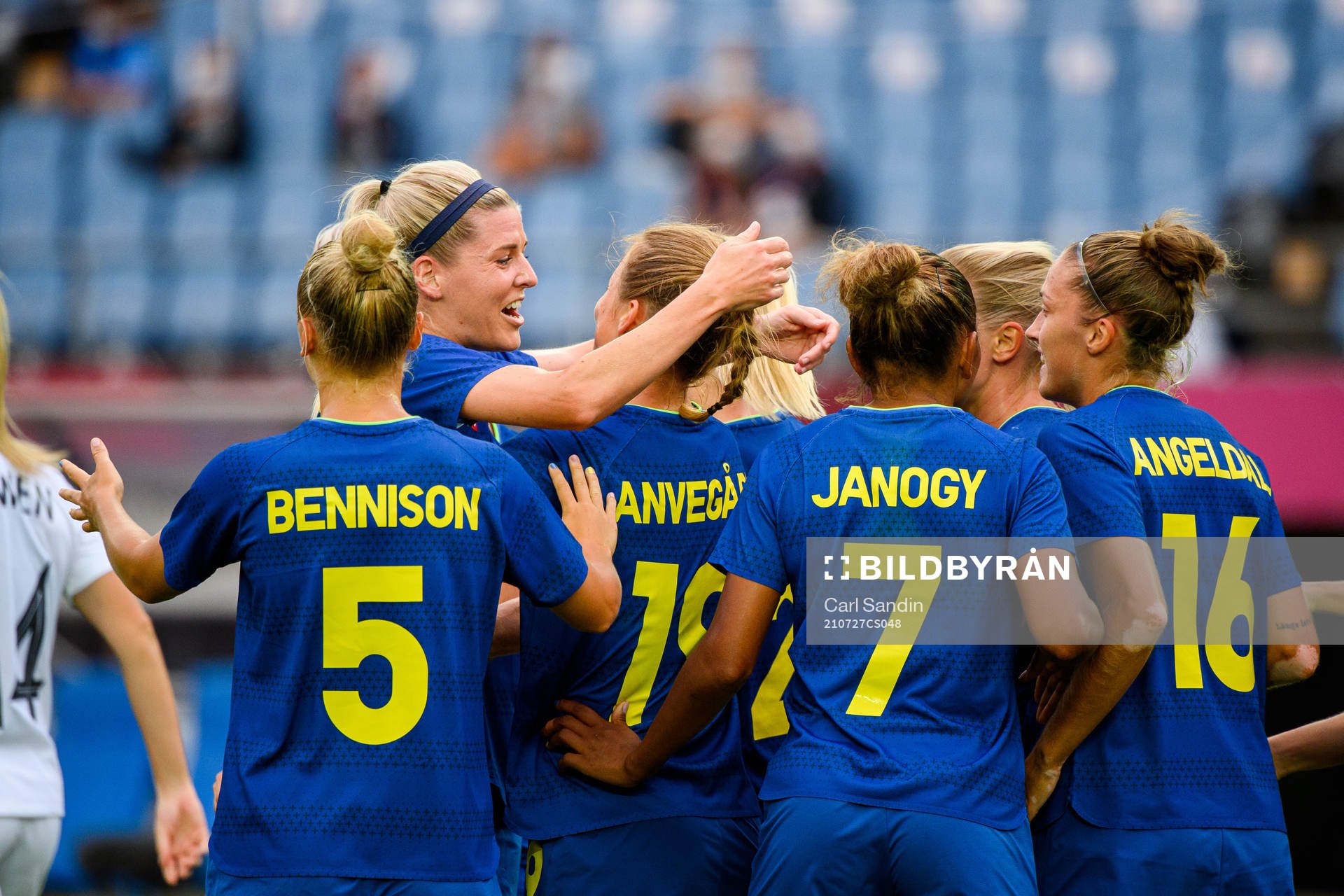 Olivia Schough and Anna Anvegård of Sweden celebrate the