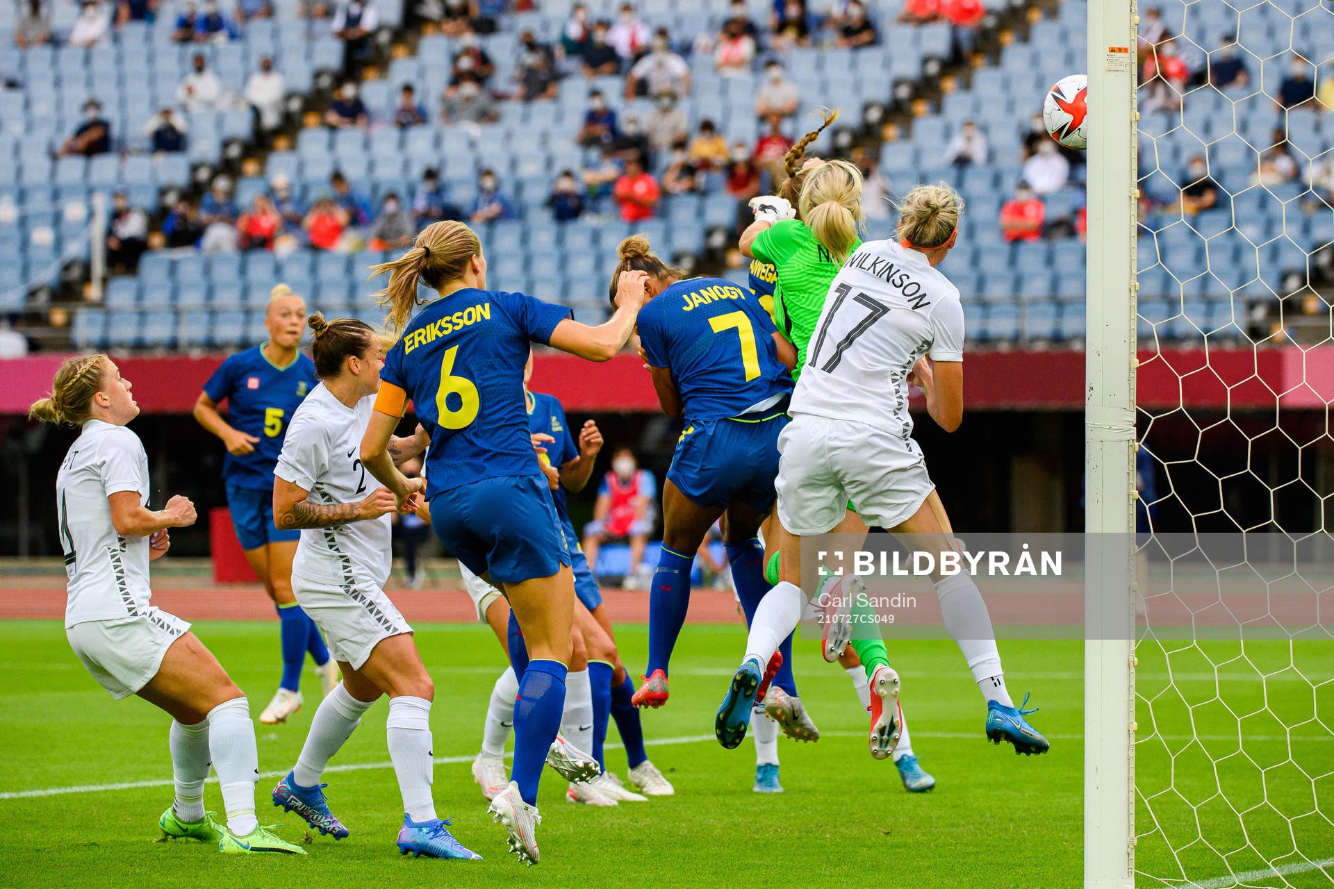 Anna Anvegård of Sweden scores the 0-1 goal in the